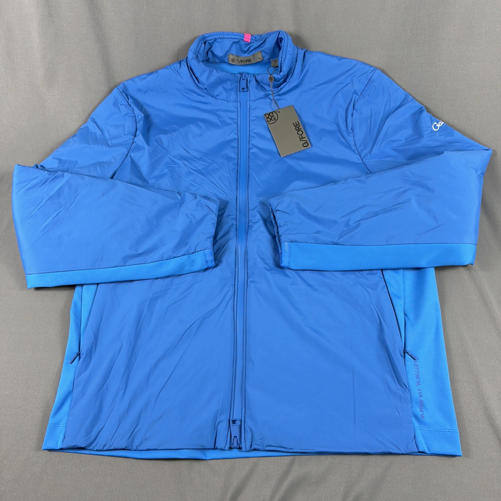 G/Fore G4 Golf Jacket Sleeve Logo Large Racer Blue Nylon Polyurethane MSRP $360