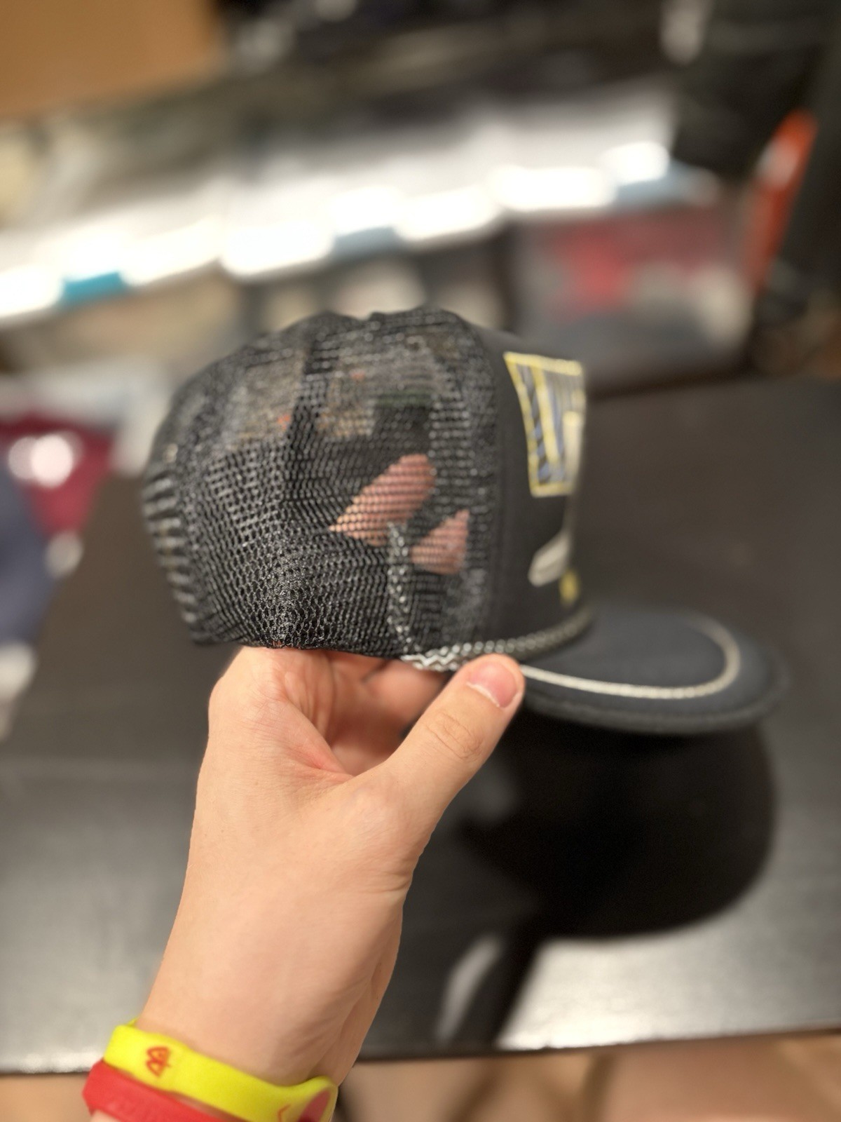 Vtg F-117A Stealth Fighter Jet Black Trucker Hat Mesh Back Snapback Closure