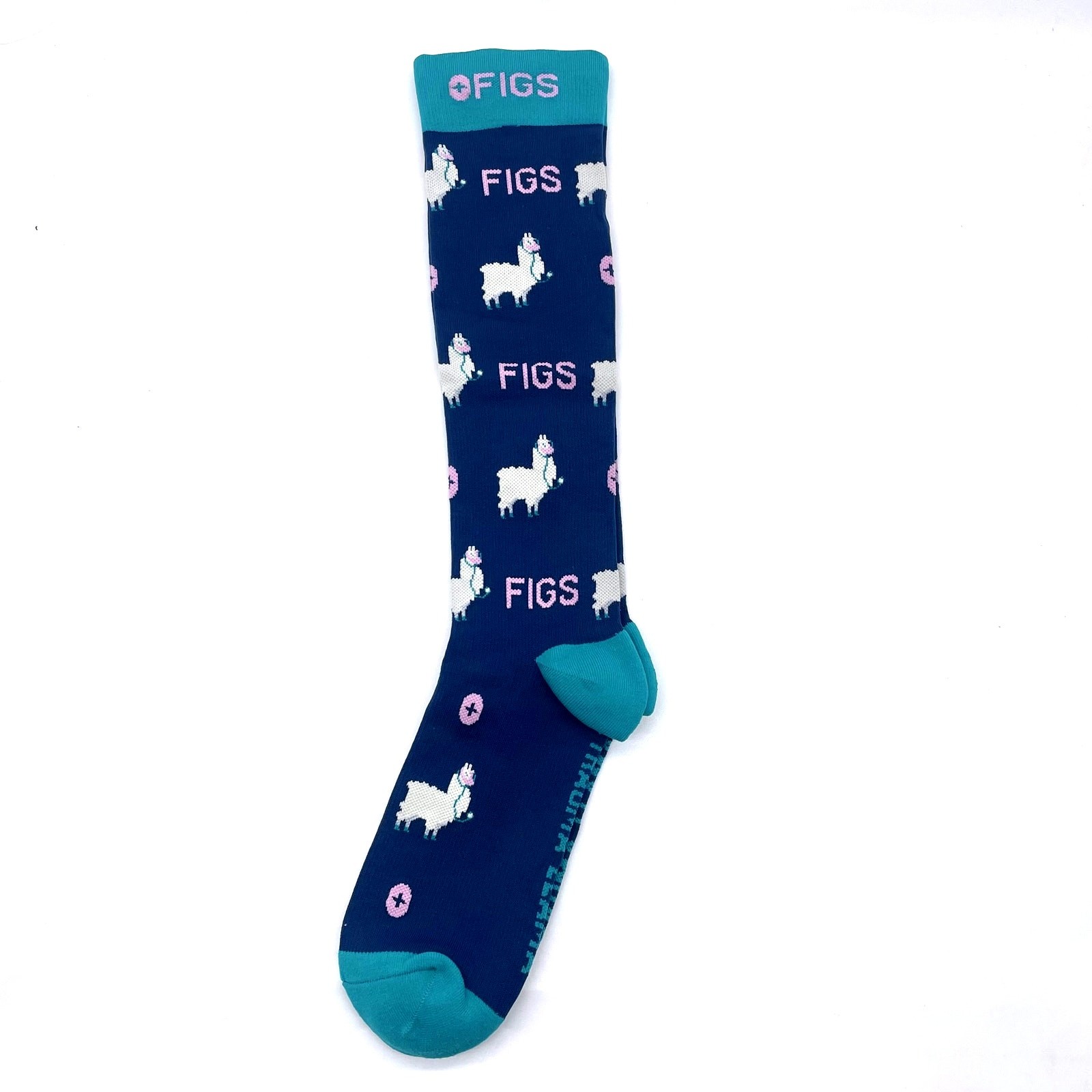1 Pair FIGS Compression ‘Dr Llama’ Blue Socks Size Medium