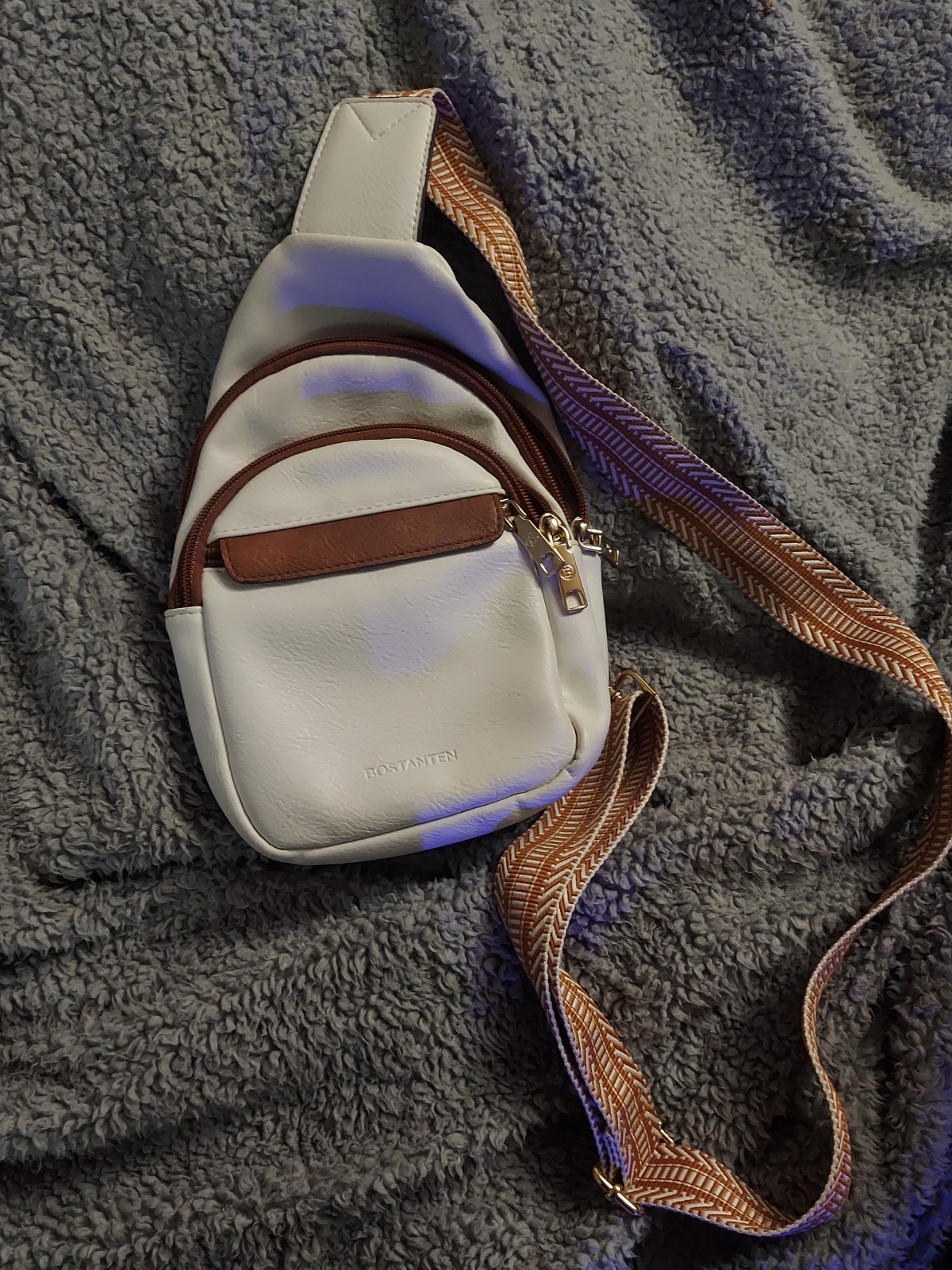 RARE Bostanten Purse Handbag Women’s Real Leather Luxury Gold And White