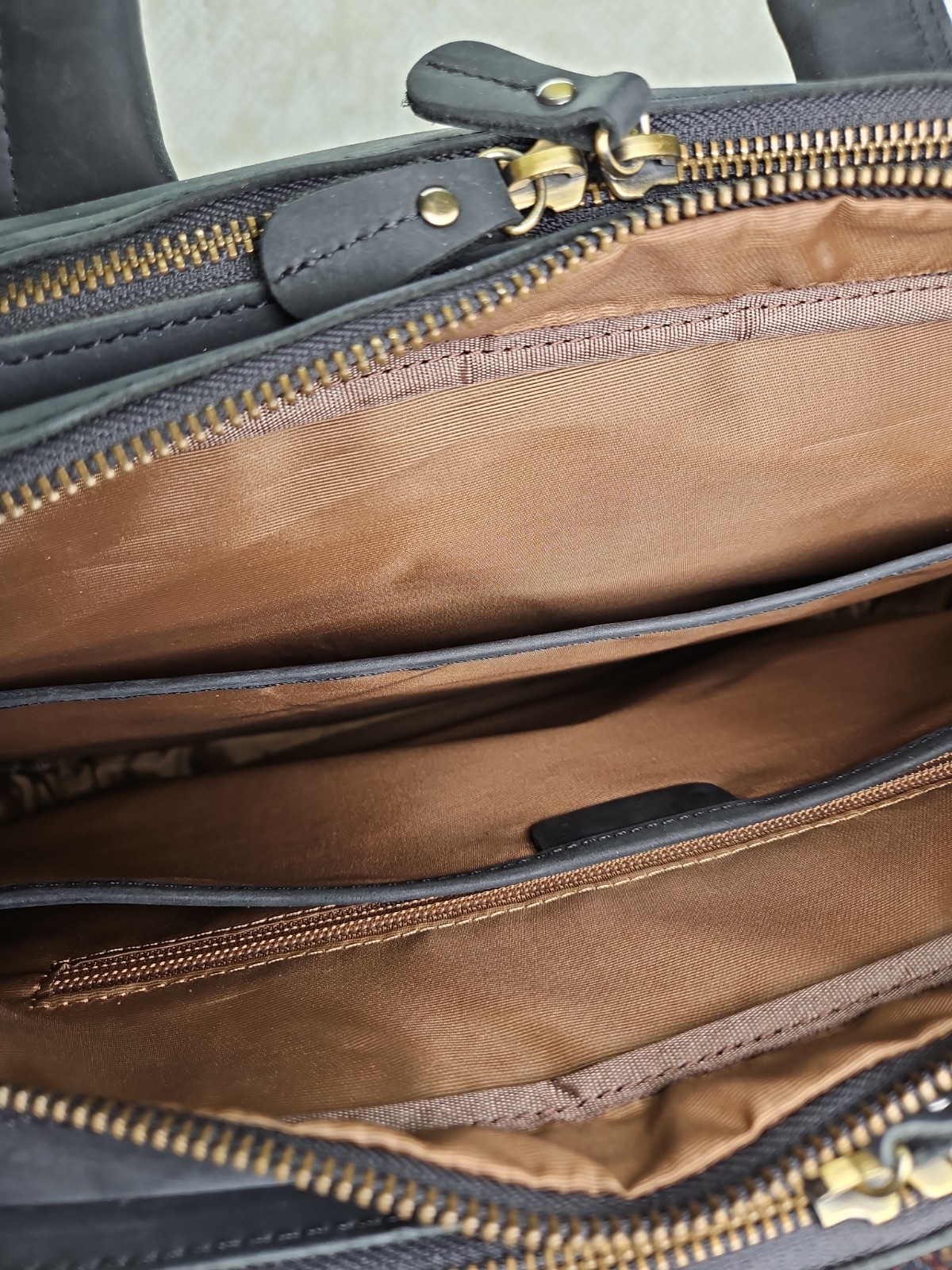 Luxorro Large Briefcase Fullgrain Leather Solid Brass Hardwear 17″×13″×5″ Superb