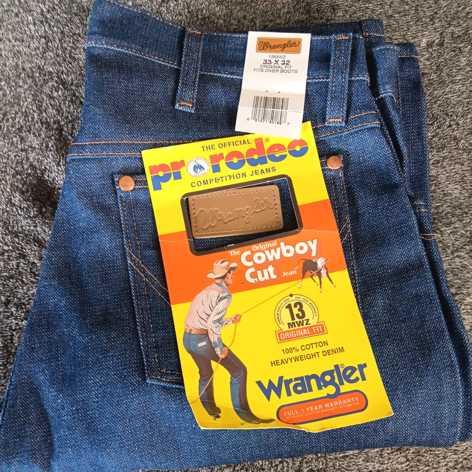 VTG NWT 33/32 WRANGLER JEANS 13MWZ RAW DENIM Pro Rodeo Cowboy Cut Deadstock