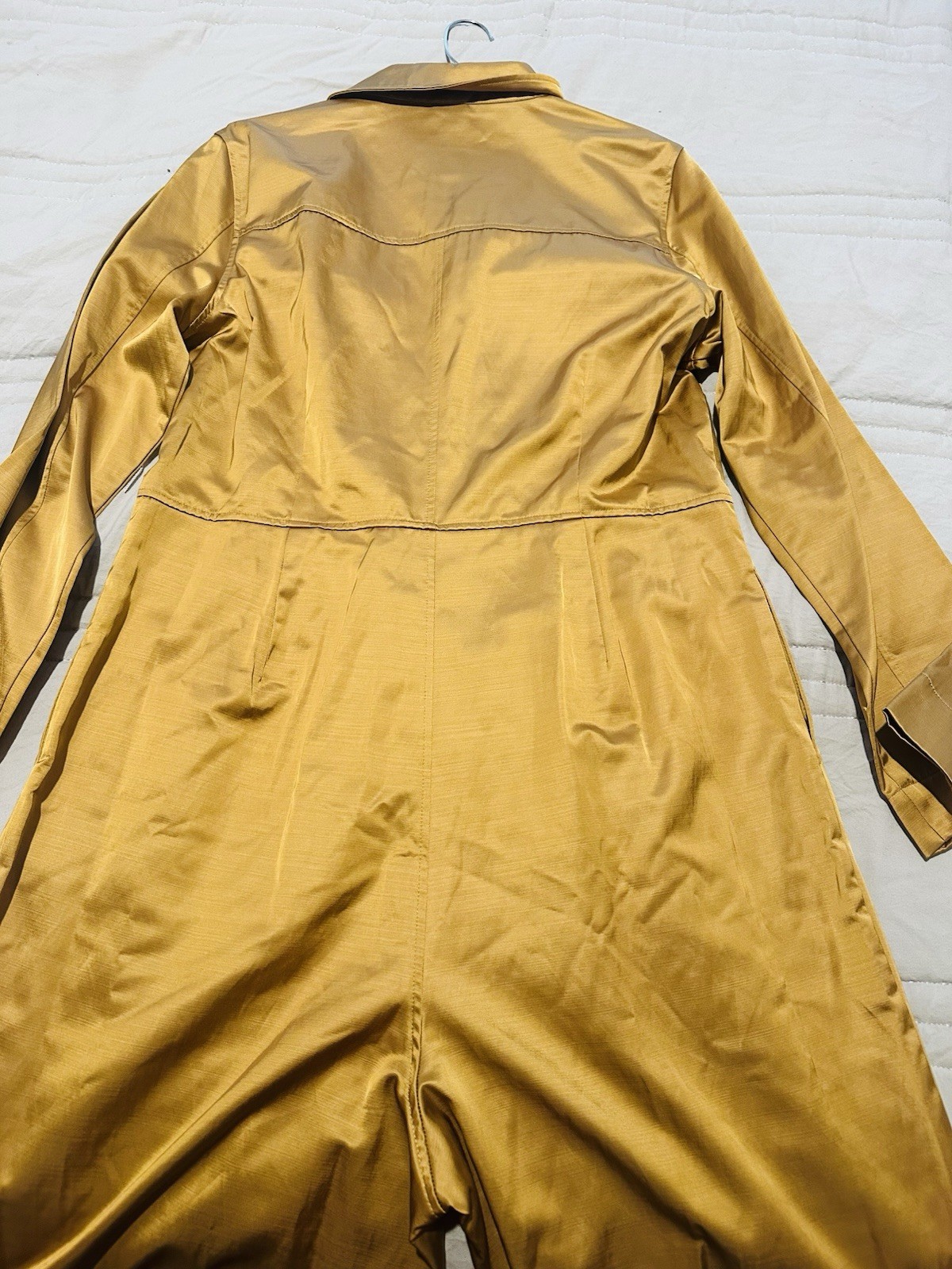 Worthington Gold Satin Long-Sleeve Jumpsuit Size L New With Tags Button Front