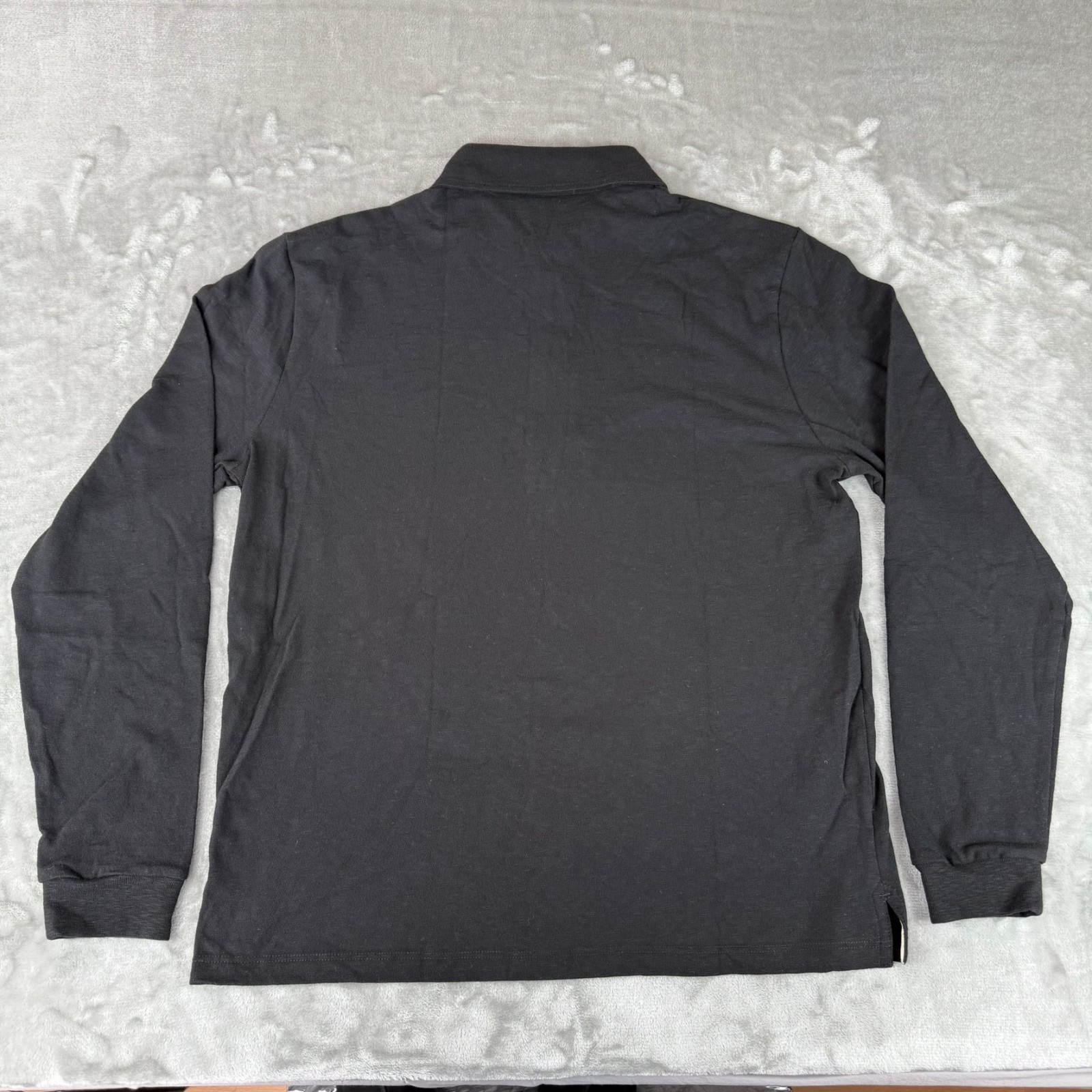 American Giant Long Sleeve Polo Shirt Mens Small Black Slub Cotton USA New NWOT