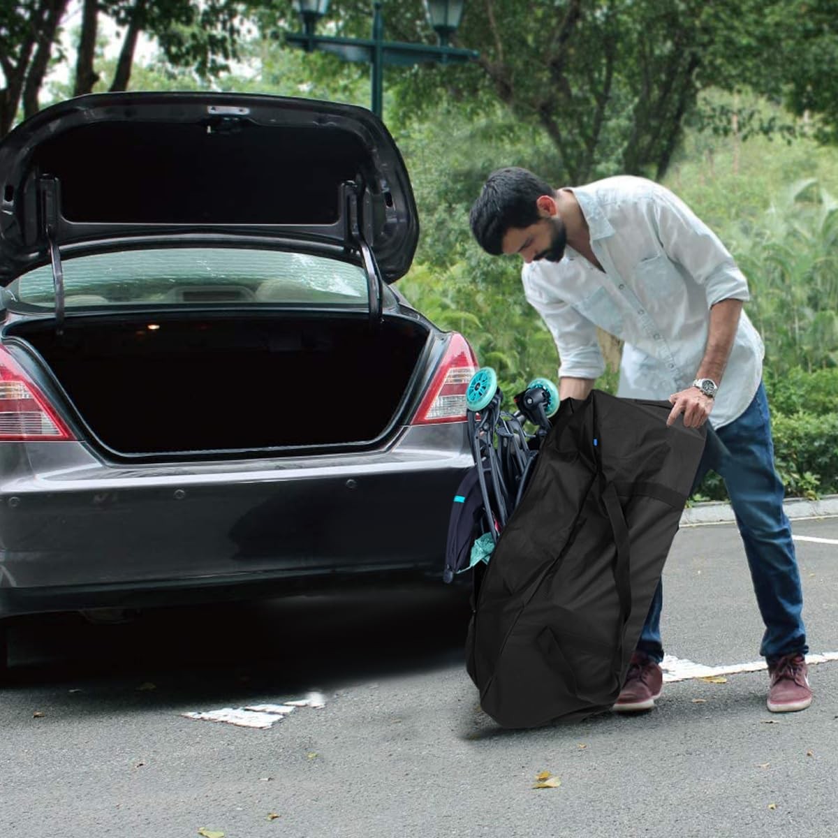 COOLBEBE 36-Inch Large Travel Duffle Bag, 100L Heavy 36″ x 13″ x 13″, Black