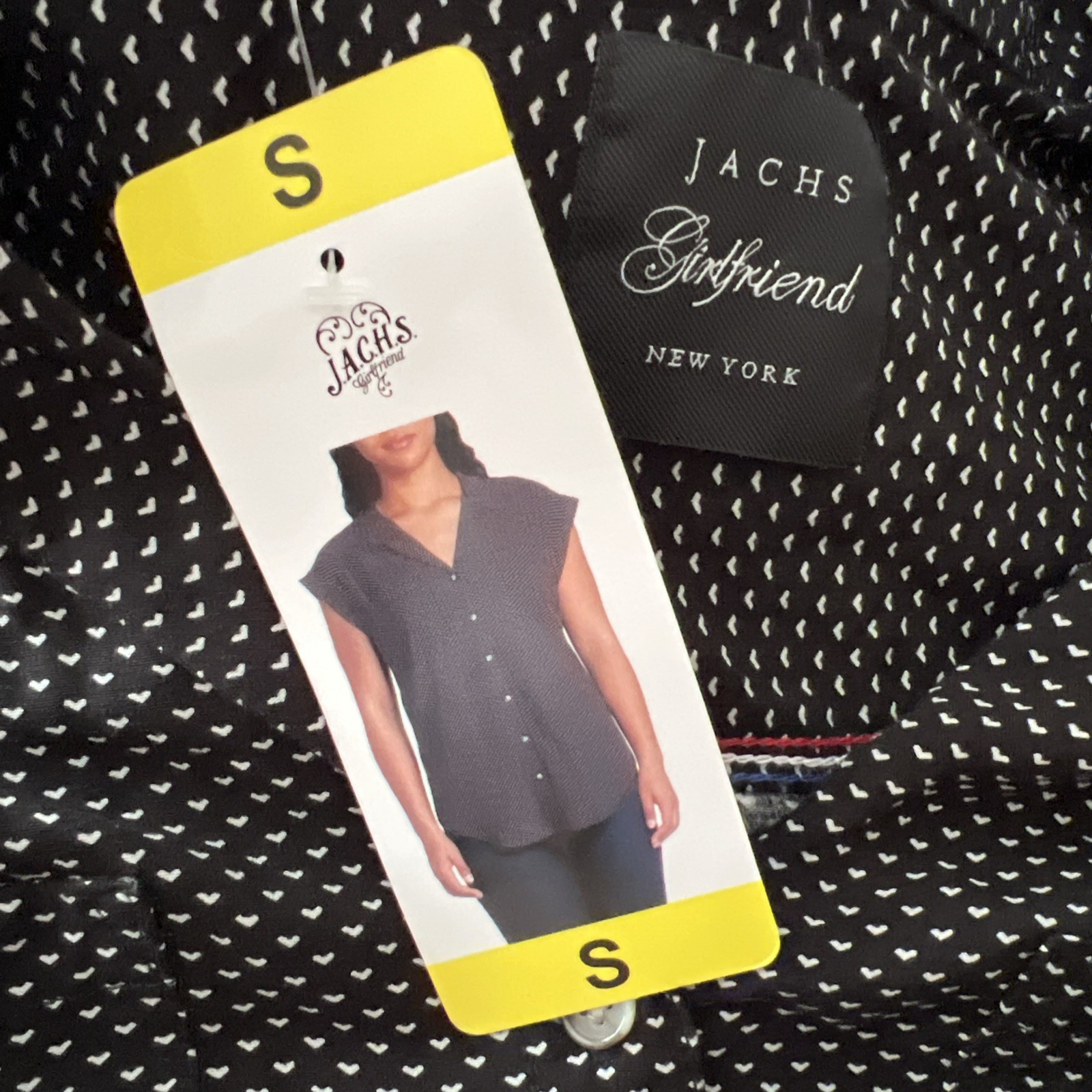 Jachs New York Girlfriend Ladie’s S Shirt Top Blouse Short Sleeve Black Dots