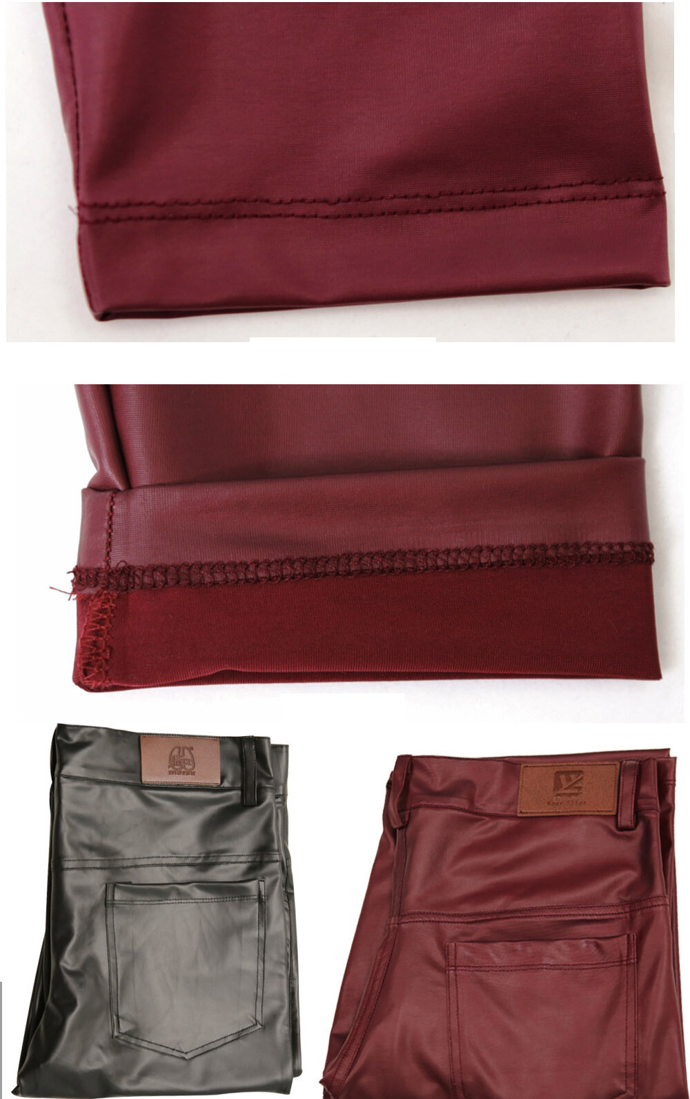 Men’s Soft PU Faux Leather Slim Fit Trousers Long Pants Stretchy Tight Leggings