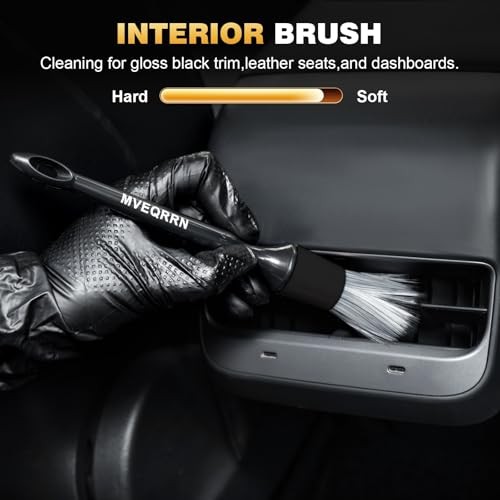 10Pcs Car Detailing Brush Set,Boars Hair Car 10pcs detail brush set black