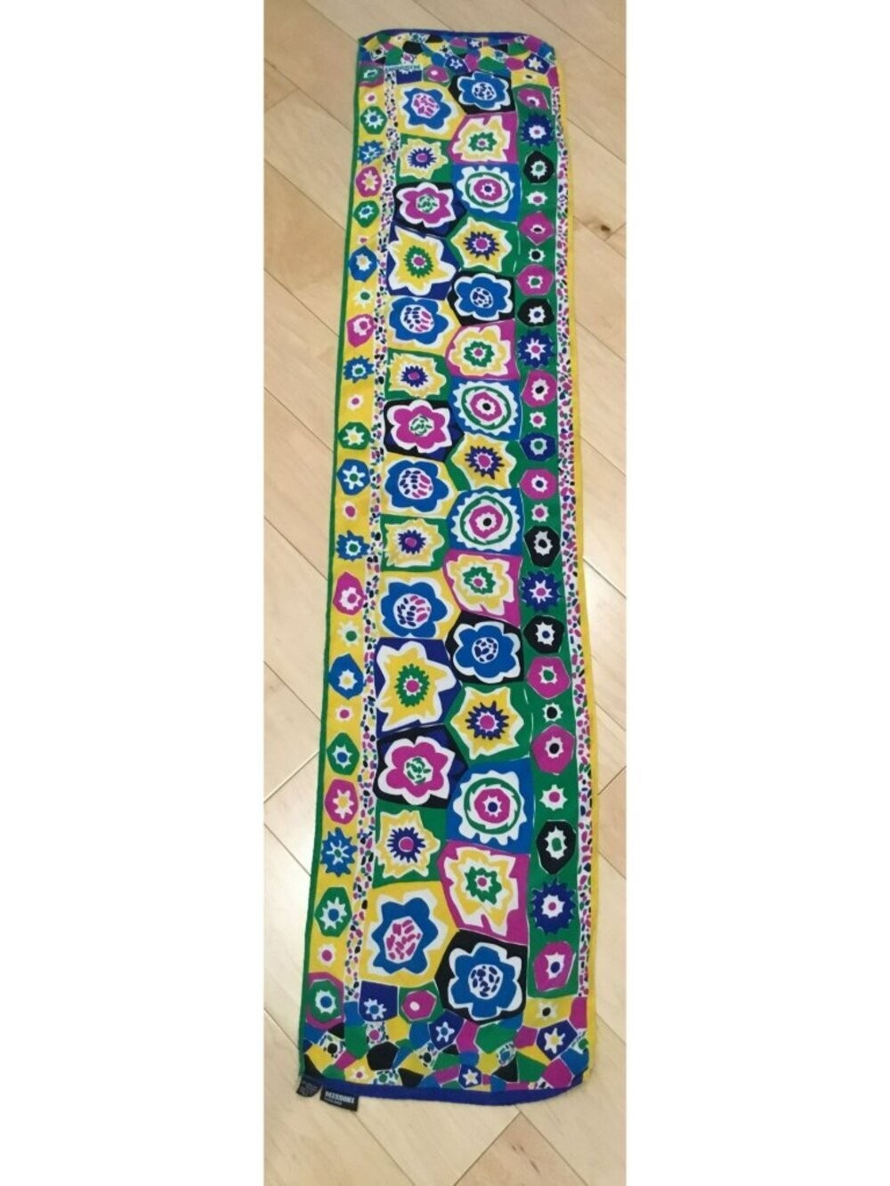 Missoni Silk Scarf Colorful Geometric Flower Print Made in Italy 12.5″ x 60″