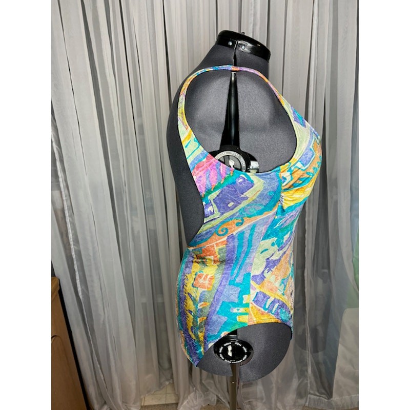 Cazimi one piece swimsuit pastel abstract print high cut