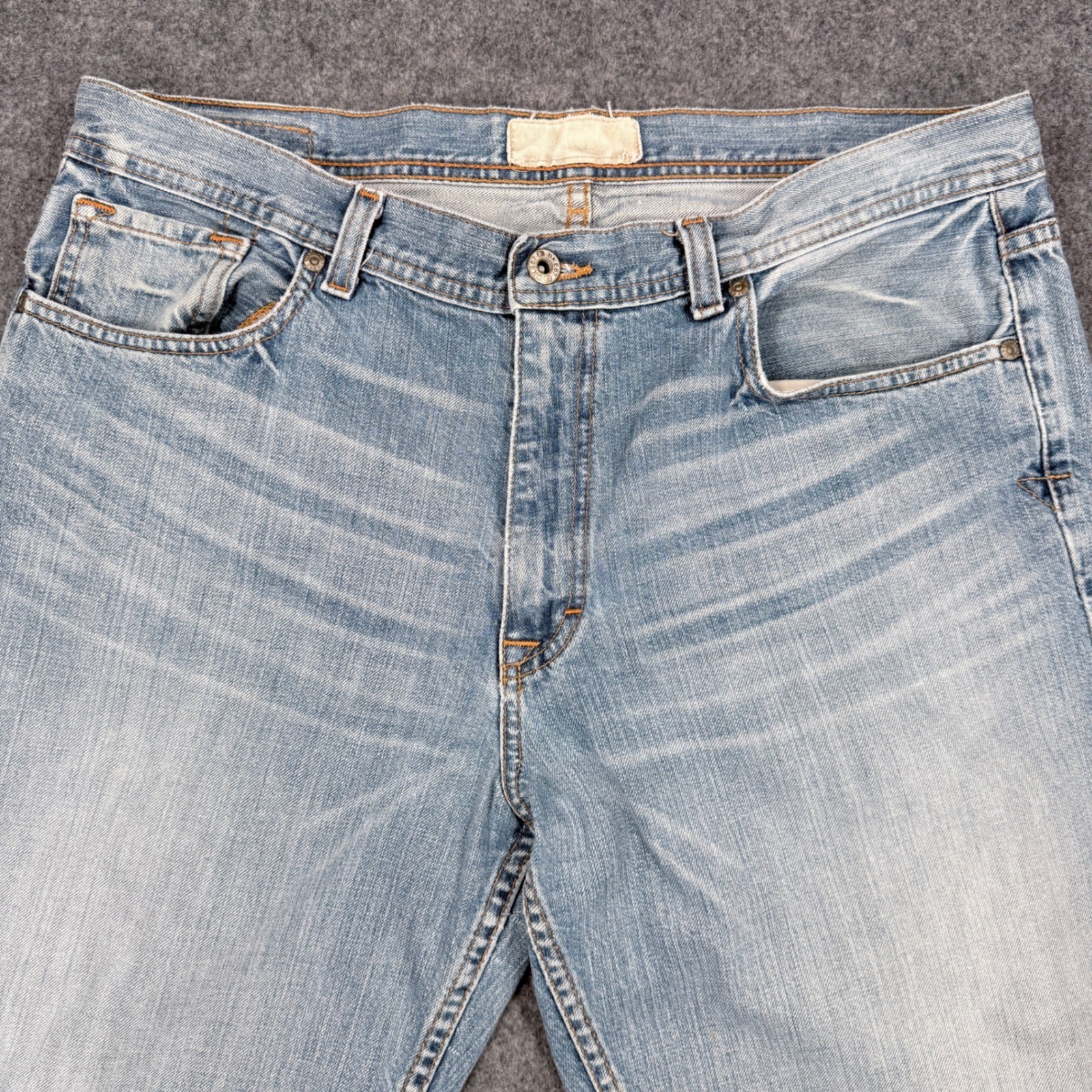 BKE Alec Mens Light Wash Distressed Bootcut Denim Jeans 100% Cotton 38×32