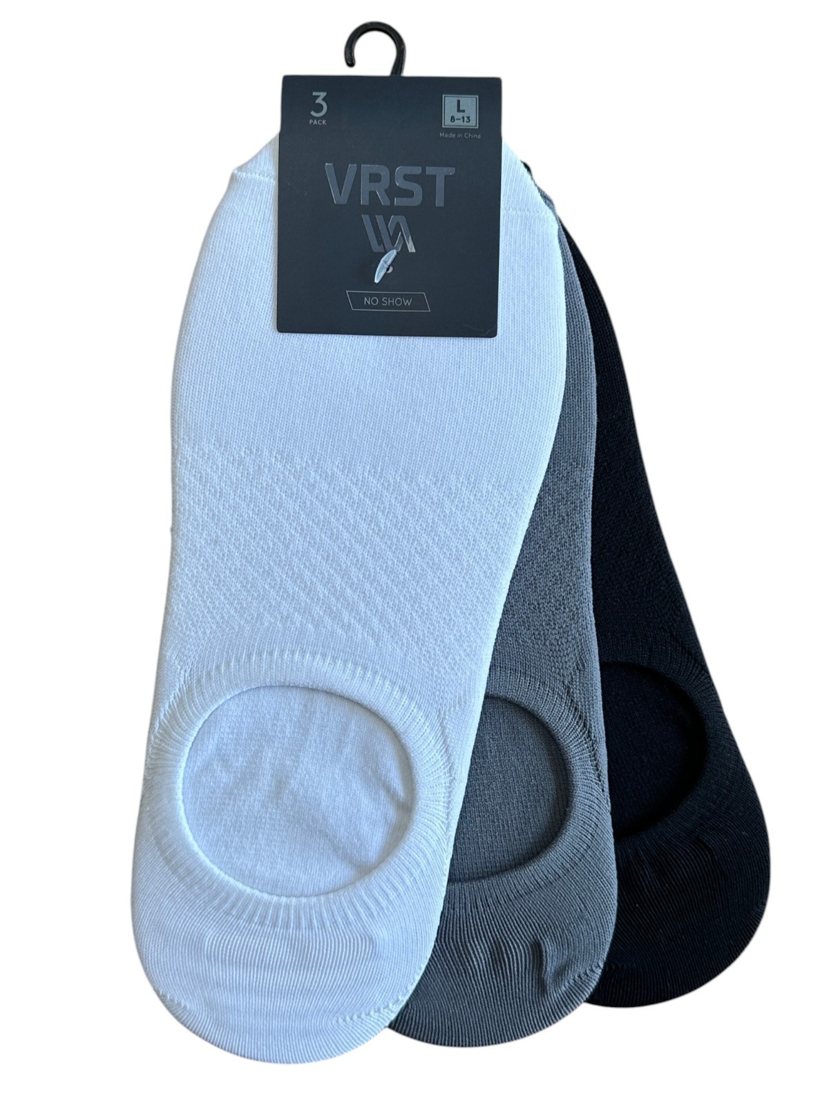 2× VRST No-Show Liner Socks Men’s L 8-13 White Black Gray 3-Pack (6 Pairs) NWT