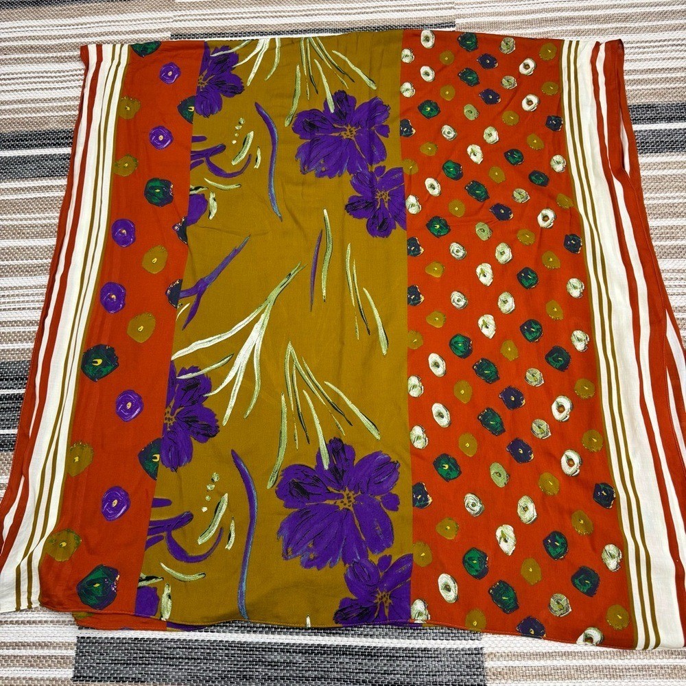 Zara Multicolored Printed Floral Scarf 100 cm x 200 cm