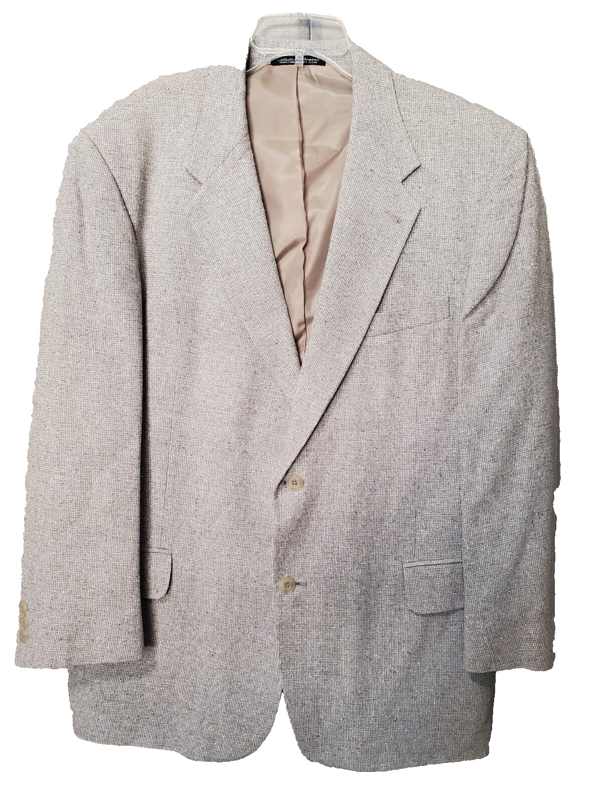 Deansgate Tan Tweed Silk Lined Two-Button Blazer Size 44 Vintage