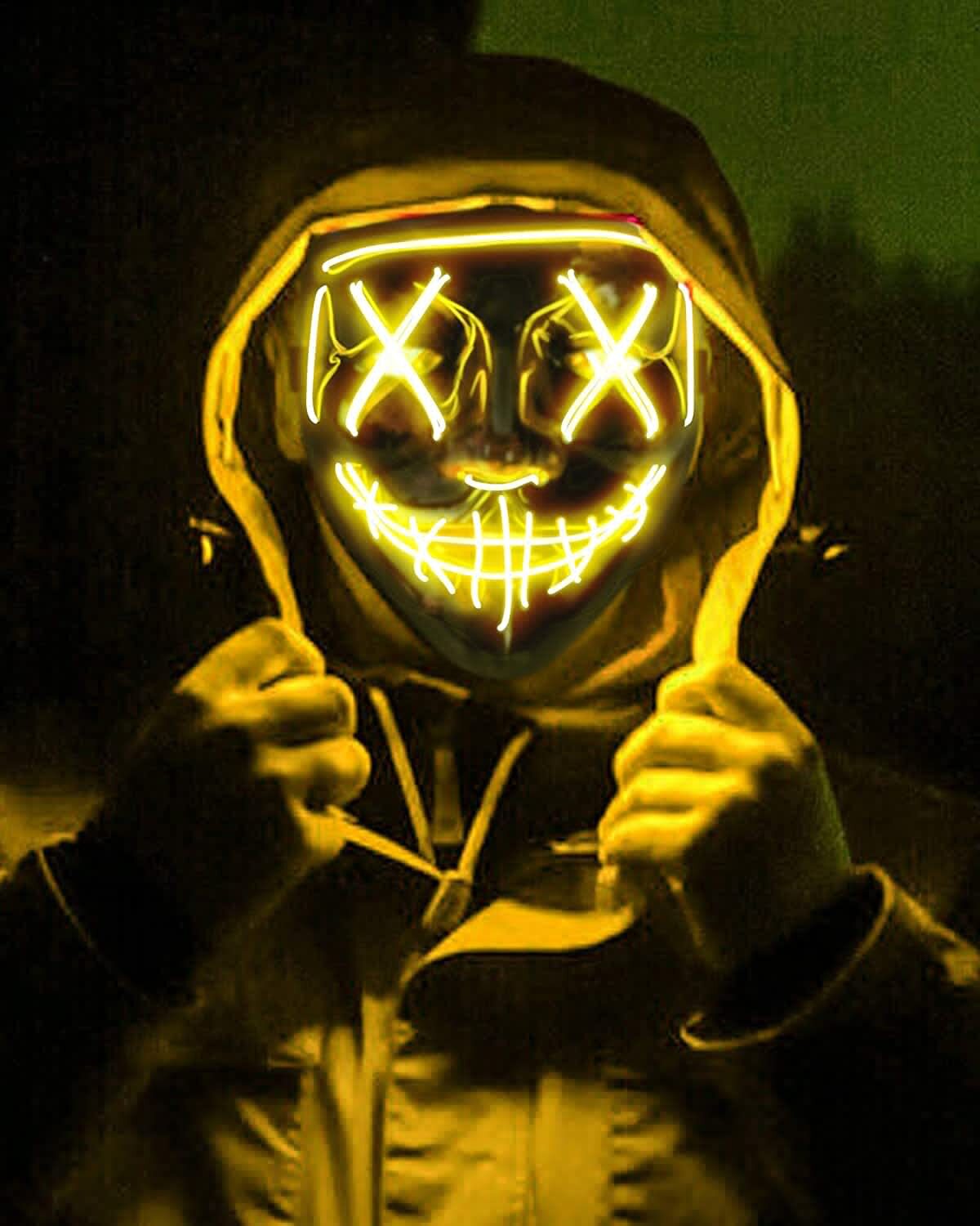 Halloween Mask LED Light Up Purge Mask Costume Halloween Masks Costume Yellow US