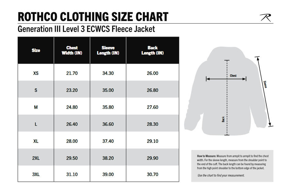 Rothco Generation III / Level 3 ECWCS Military Fleece Jacket (Choose Sizes)