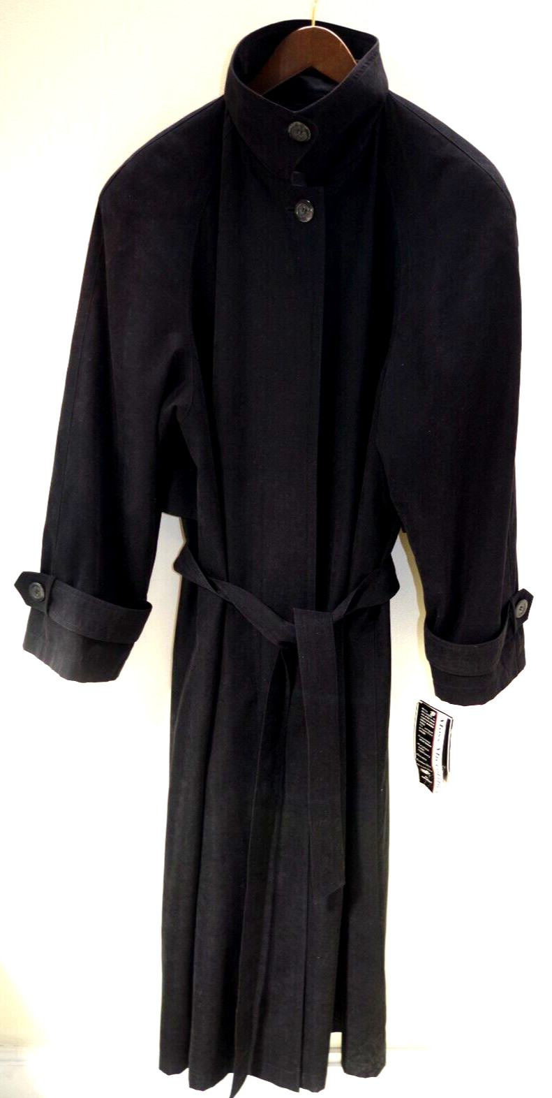 10B NWT Gallery All Seasons Coat Belted Black Woman 20W Moss Microfiber Trench