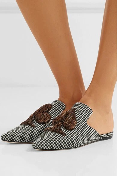 BNIB $825 SANAYI 313 NAPOLA EMBROIDERED CHECKERED SLIPPERS SHOES US9/EU39