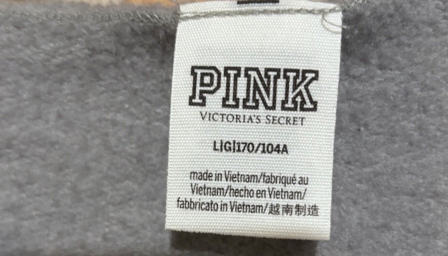 Victoria’s Secret PINK Womens Large Grey Pink Roses Long Sleeve Sweatshirt