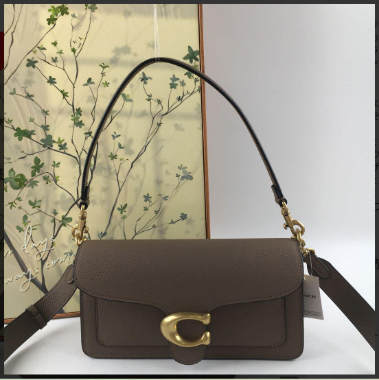 COACH CH857 Tabby Shoulder Bag 26 Polished Pebble Leather Dark Stone Outlet New