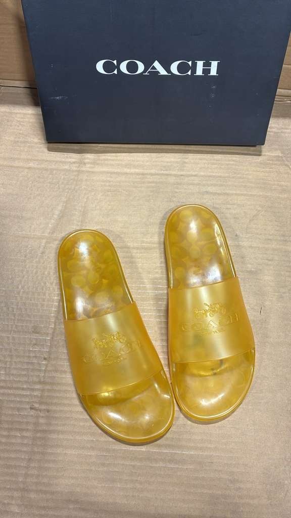 Coach Ulyssa Yellow Rubber Slide Sandal Jelly C3068 Women’s Size 10 see Pic