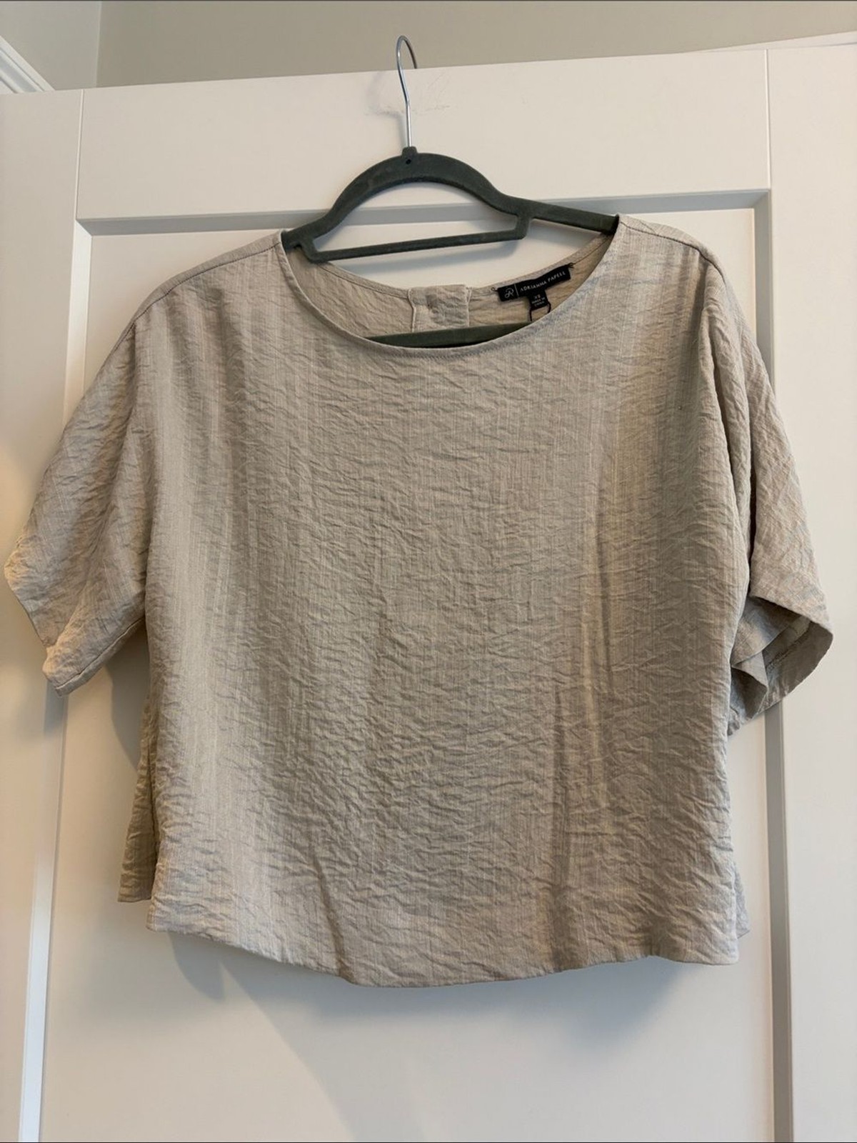 Adrianna Papell Cropped Boxy Top in Light Beige