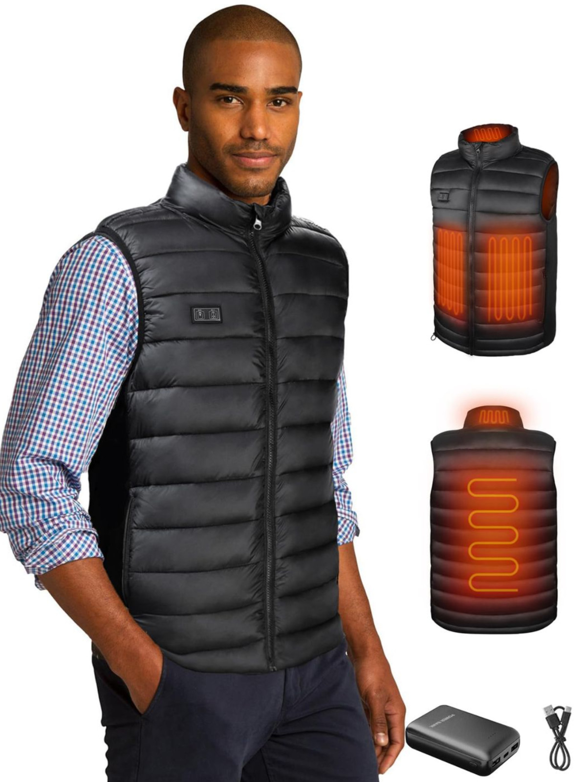 Mens Heated Gilet with 10000mah Power Bank – Medium (HC88)