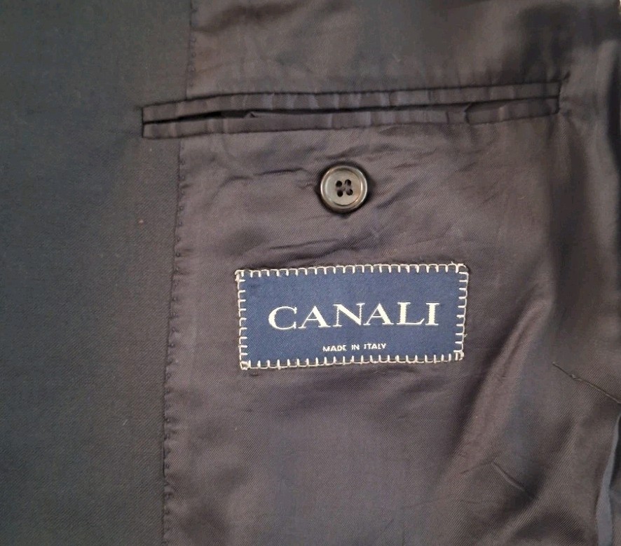 Canali sport coat 46 R US Black 2 button 100% Wool Made in Italy
