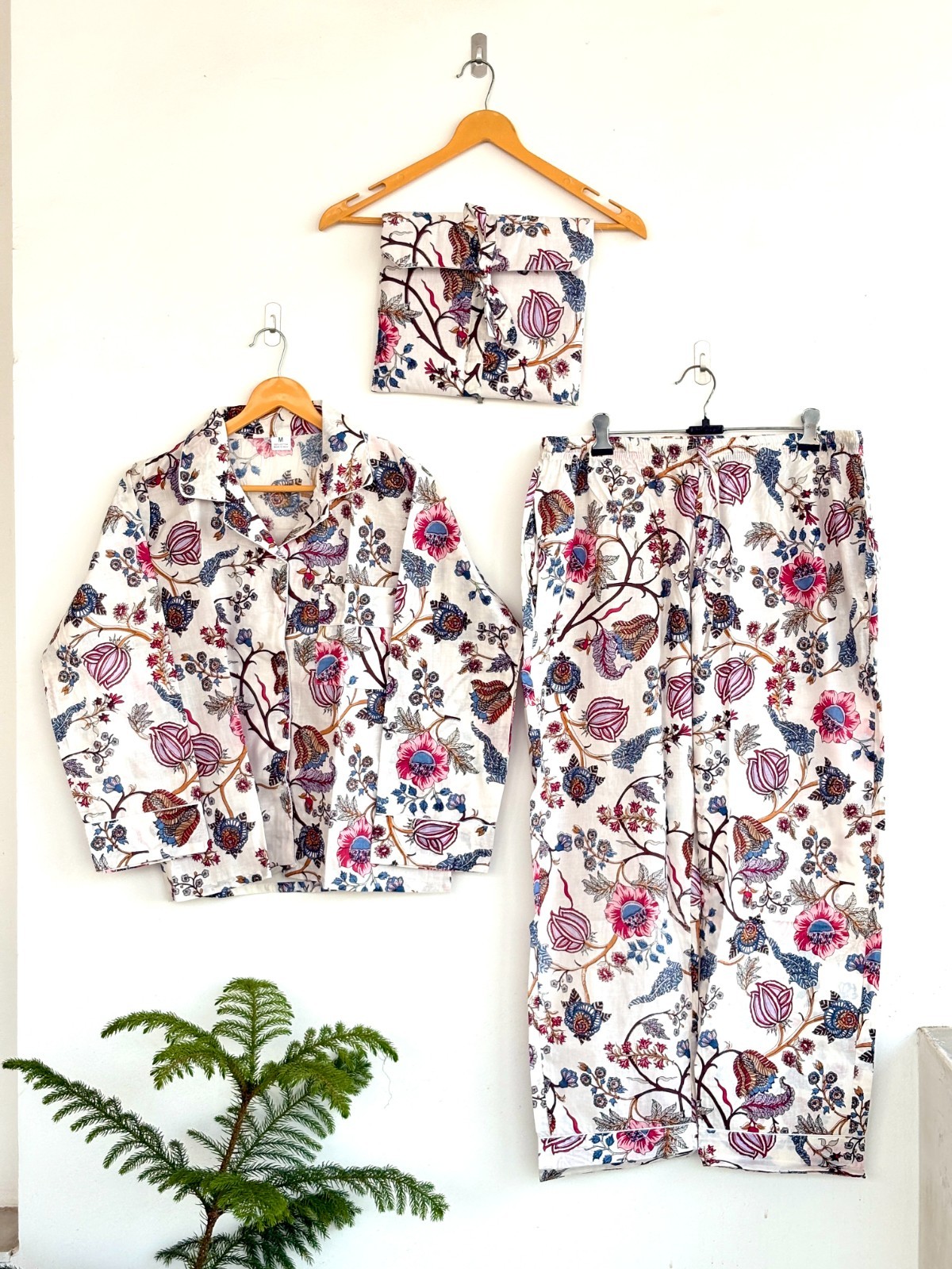100% Cotton Hand Block Print Pajama Set, Summer Bohemian Nightwear