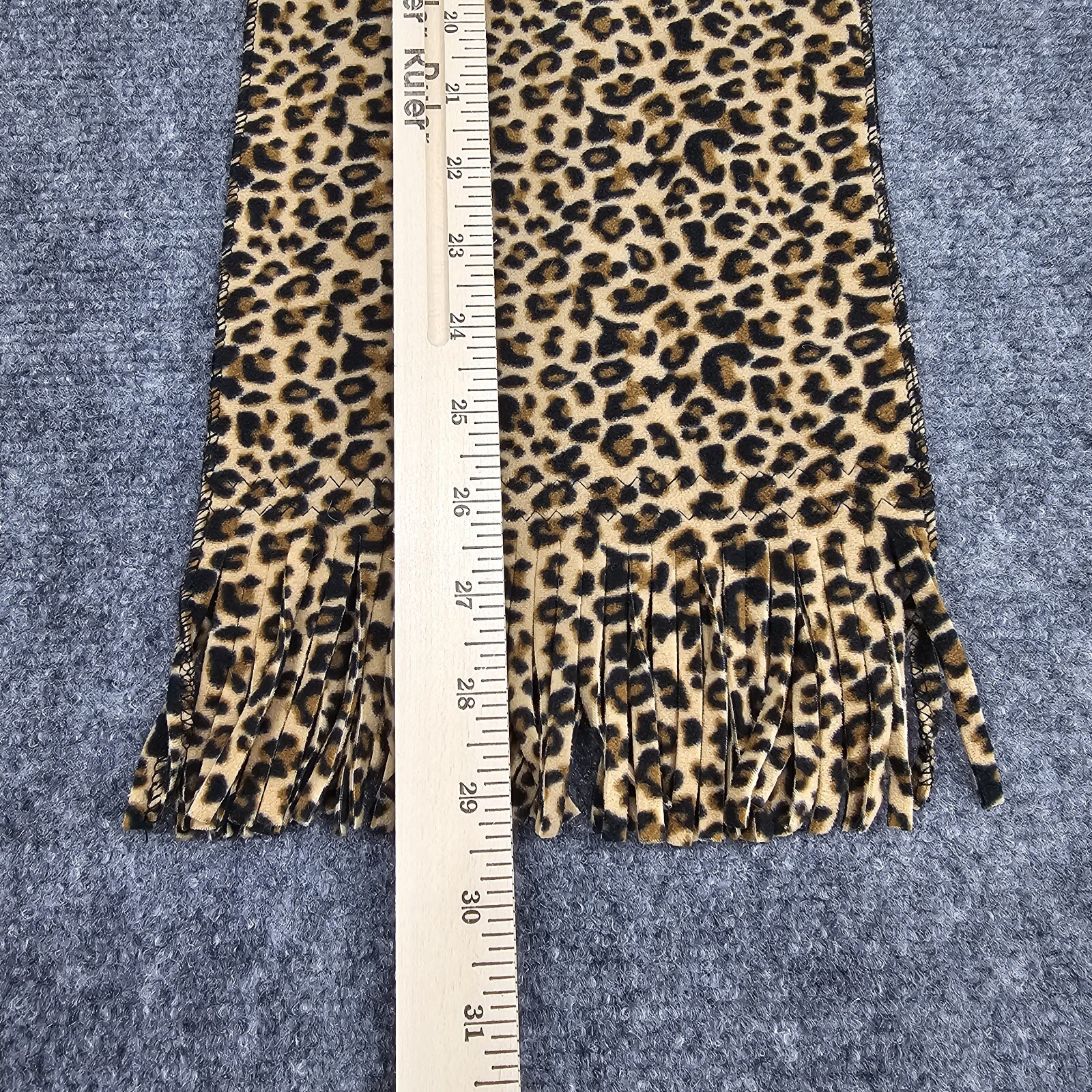Leopard Print Scarf Multicolor Polyester Spandex Blend Decorative Fringe Border