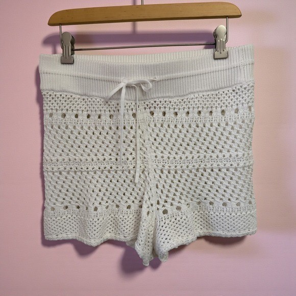 Solid & Striped $198 Chunky Charlie White Crochet Knit Shorts Drawstring Large