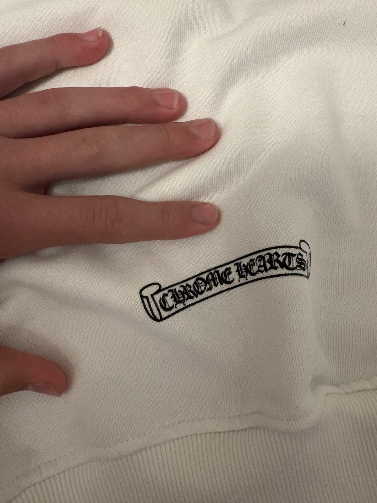 Chrome Hearts Men’s White Full Zip Hooded Cotton Knit Logo Hoodie Size S