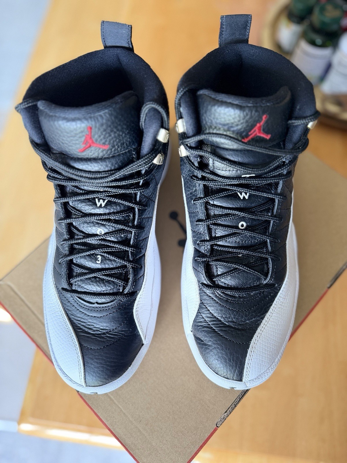 Jordan Air Jordan 12 Retro Playoff Black White High Top Basketball Sneakers
