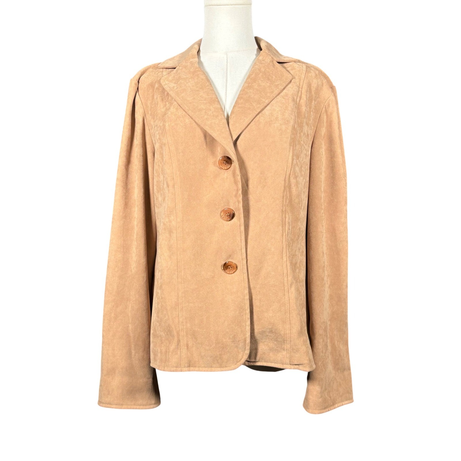 Harve Benard Faux Suede Light Brown Tan Blazer Jacket Womens Small
