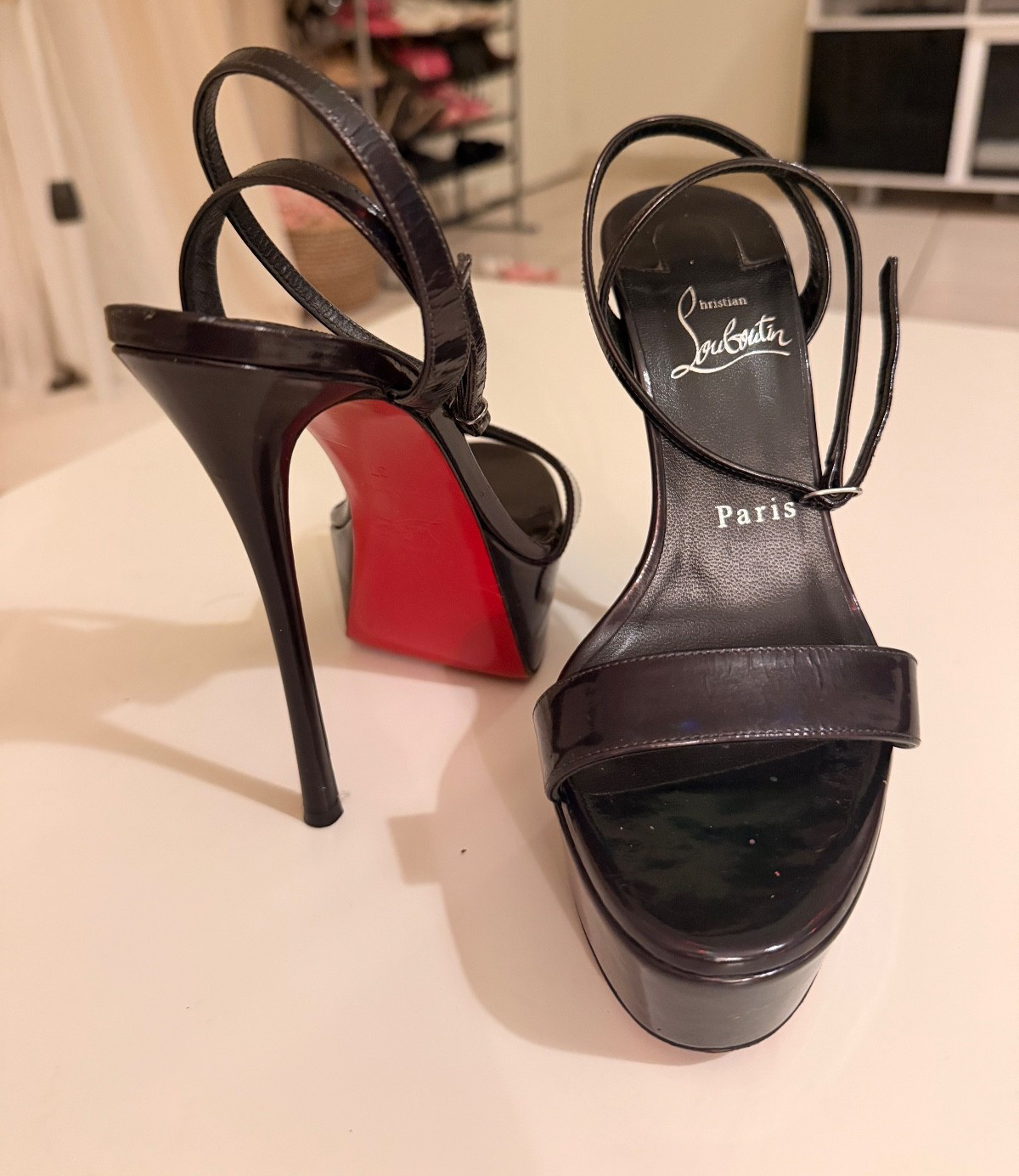 holographic black heel louboutin