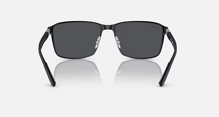 Ray-Ban RB3721 59mm Matte Black Frame Dark Grey Lens Square Metal Men’s Sunglass