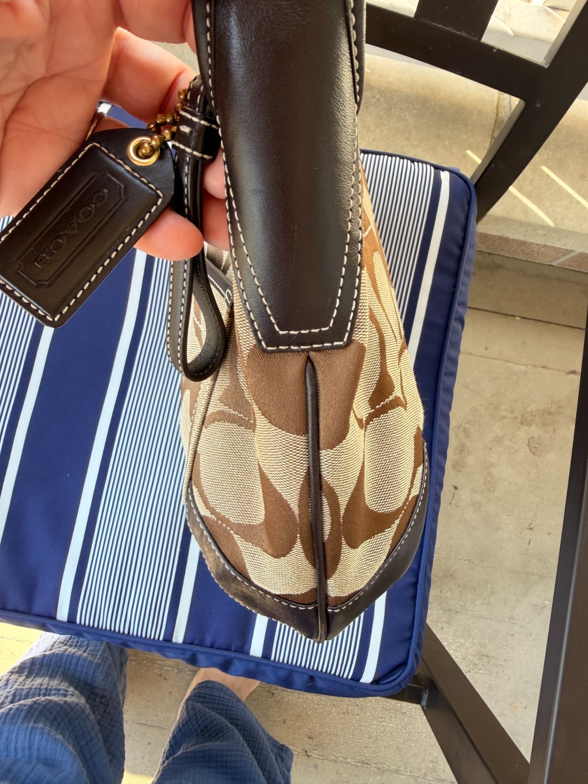 Coach 2007 Y2K Ergo Signature Brown Canvas and Leather Hobo Bag 11290