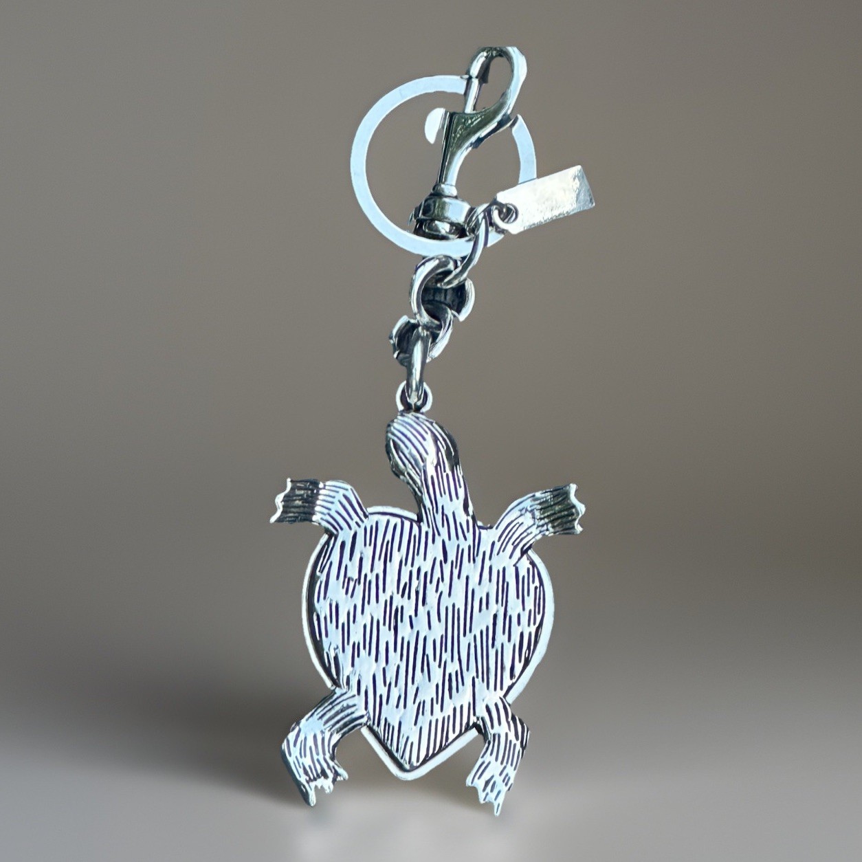 Graphite Black Turtle Bag Charm Keychain | Premium Velvet Dust Bag Included