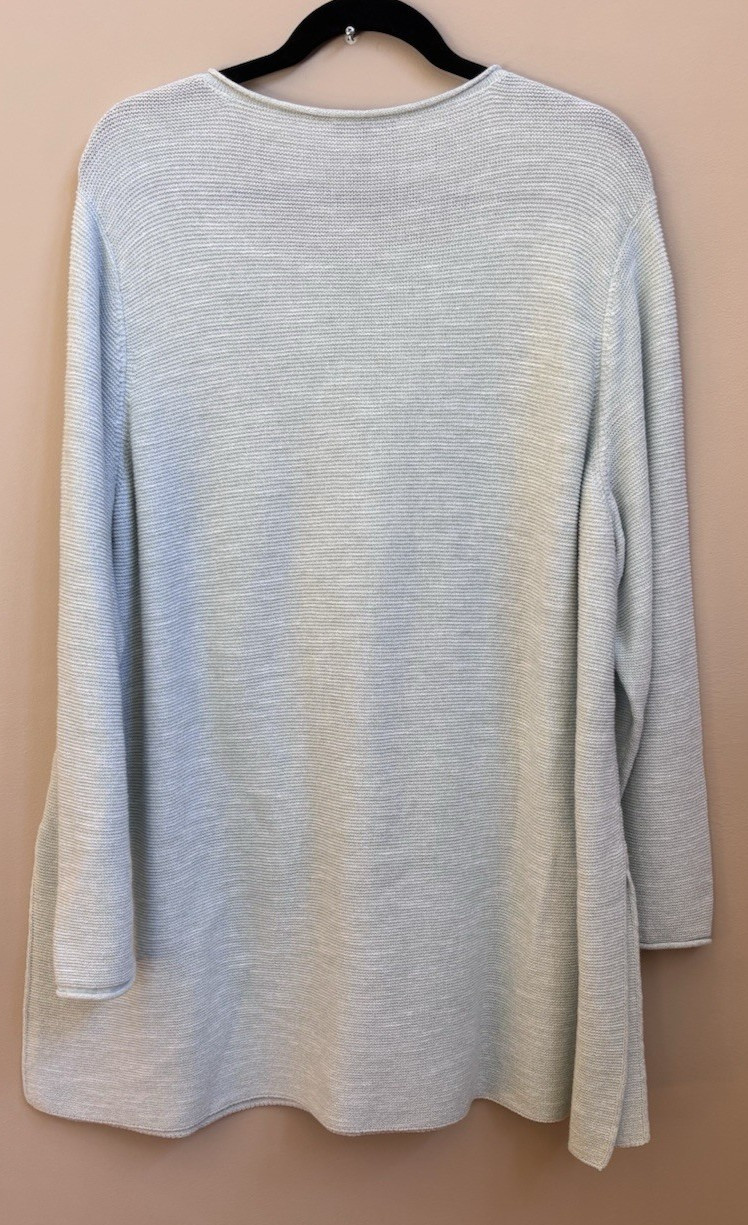 NWT Eileen Fisher Absinthe Light Green Peruvian Cotton Jewel Nk Tunic Sweater 2X