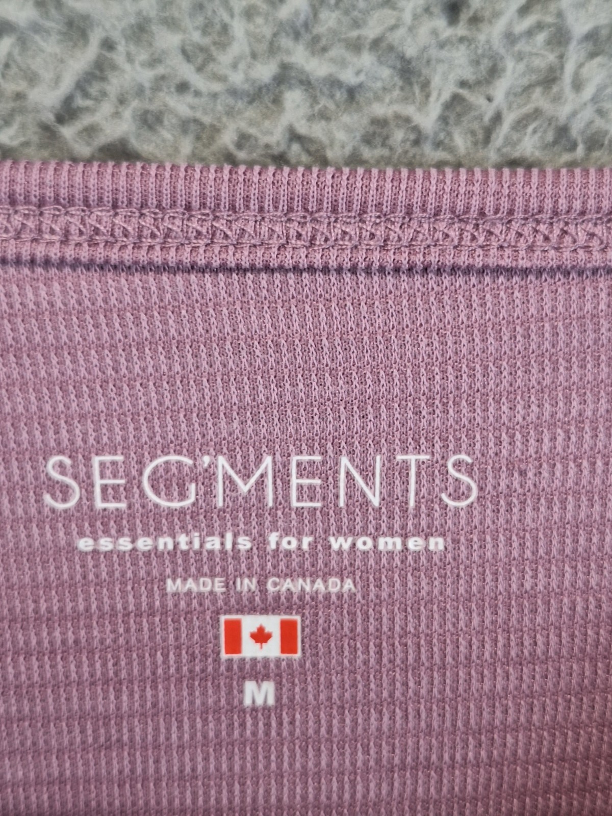 SEG’MENTS Essentials Shirt Womens Medium Purple Tencel Ribbed 3/4 Sleeve V Neck