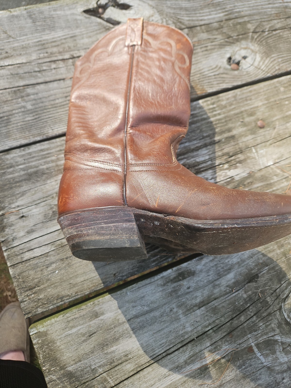J. Chisholm Men’s 9.5 D Handcrafted Western Style 911 Leather Cowboy Boots USA