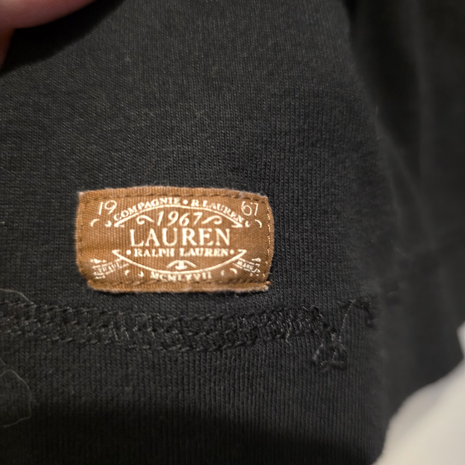 Lauren Ralph Lauren Womens Large Black Shoulder Zip Pullover Top Elbow Patches