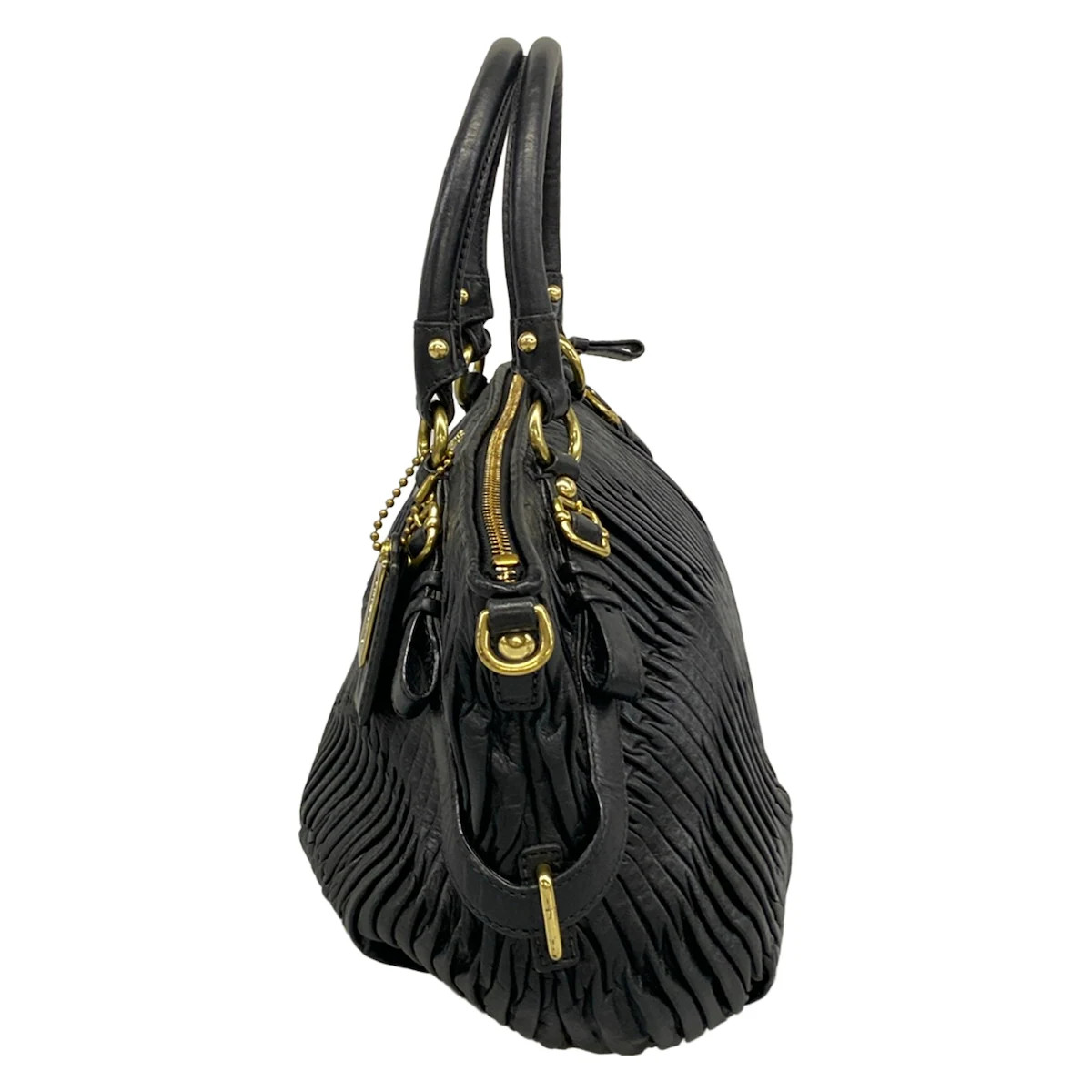 COACH Madison Gathered Leather Sophia Satchel 15942 Black Leather Handbag