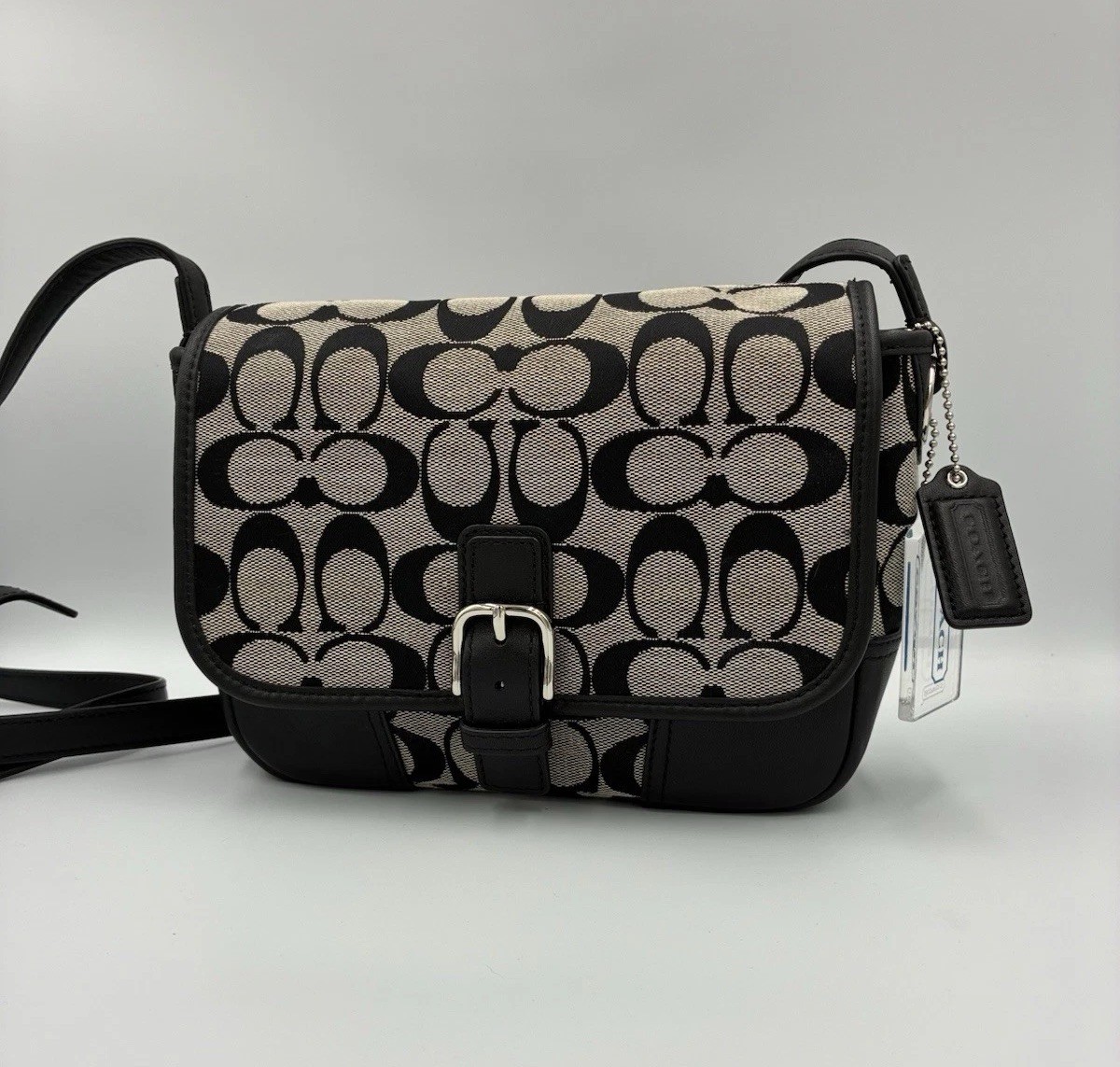 Coach Hadley Signature Crossbody Field Bag in Black/Grey Retired # F30601