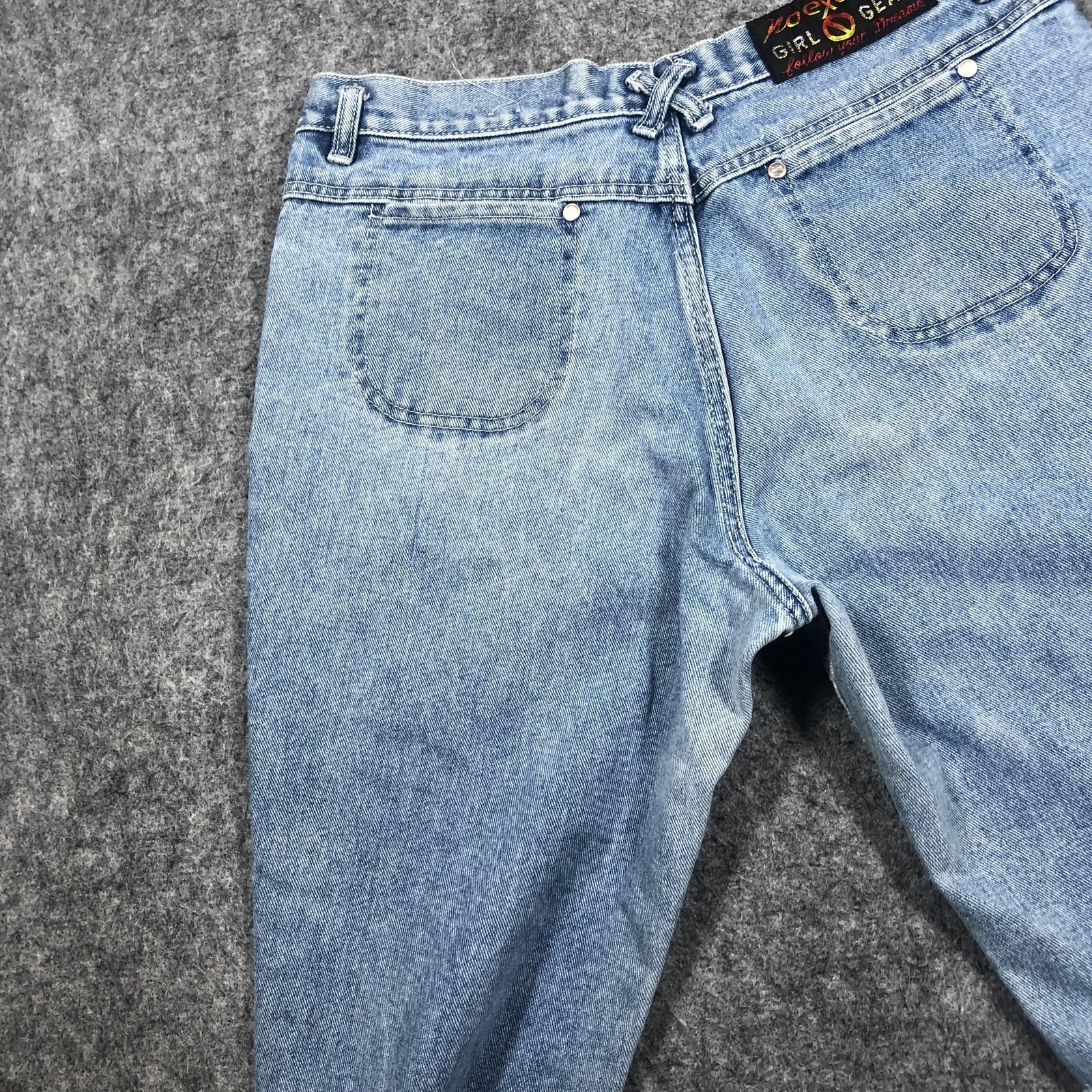 Vintage No Excuses Flare Jeans Juniors 11/12 Blue Light Wash High Rise Denim Y2K