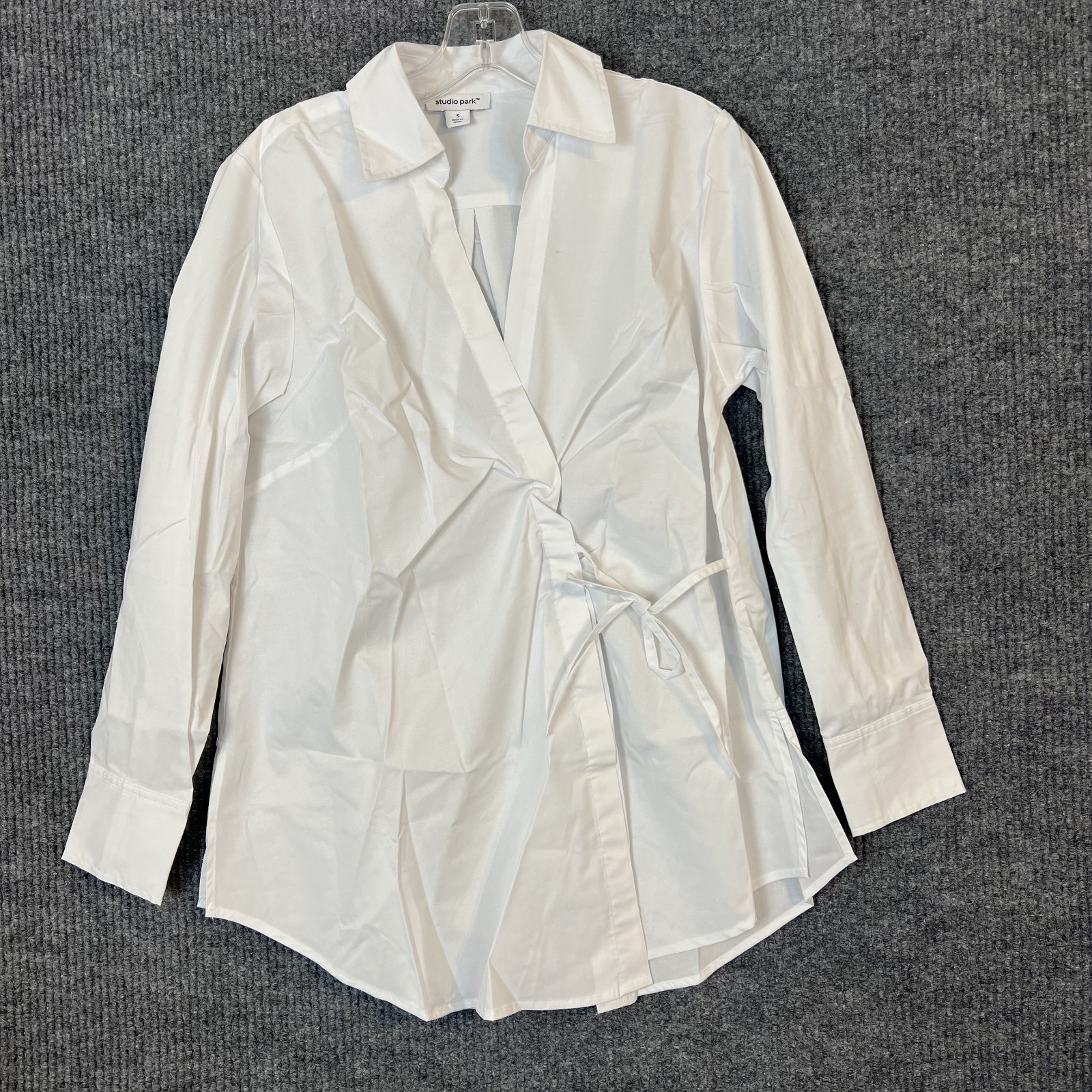 Studio Park x Leah Williams Woven Collared Wrap Shirt Womens Size Small White