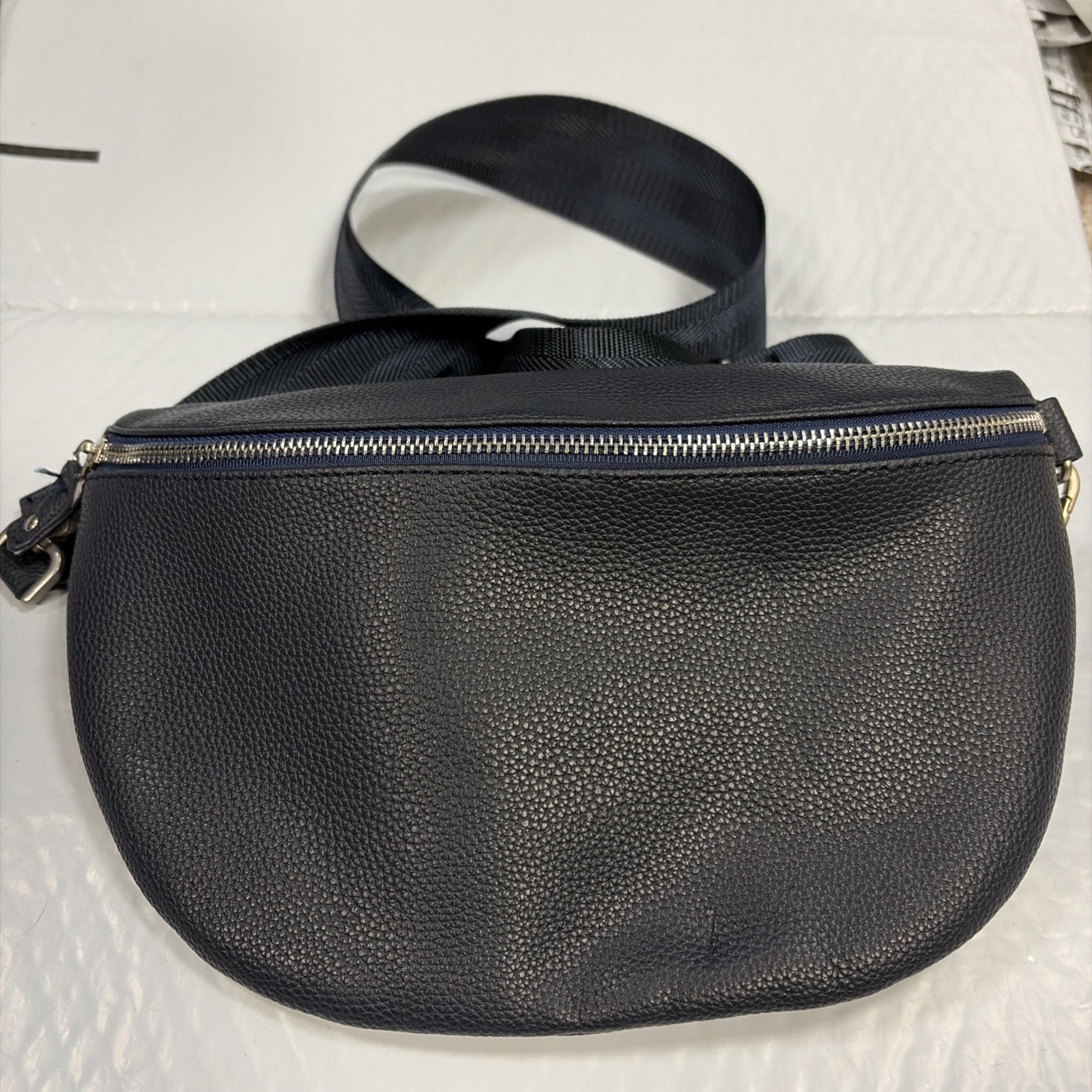 Von Lamezan Blue Pebbled Crossbody Bag Fanny Pack Vegan Faux Leather