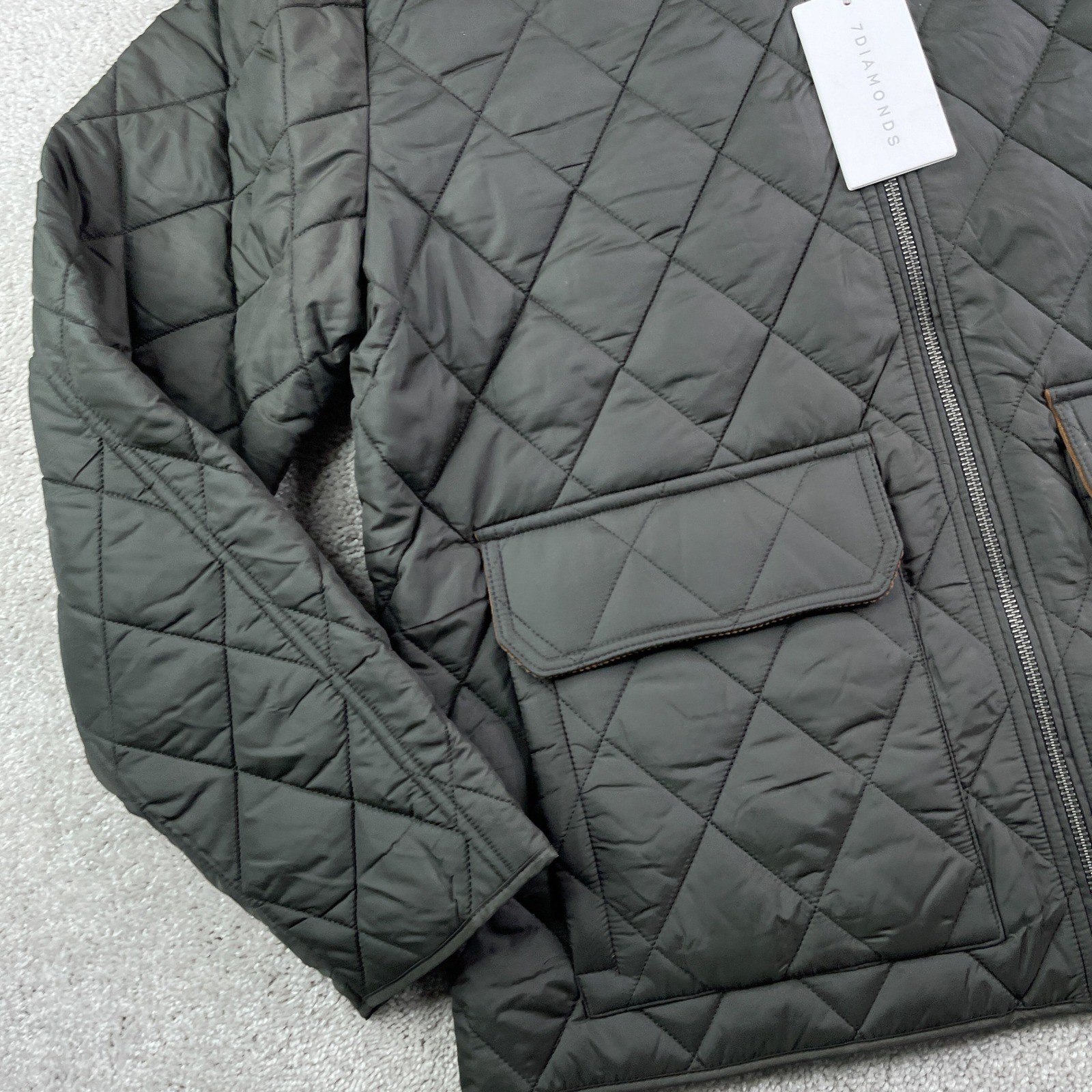 NEW 7Diamonds Rushmore Quilted Jacket Mens Large Grey Corduroy Collar Barn Chore