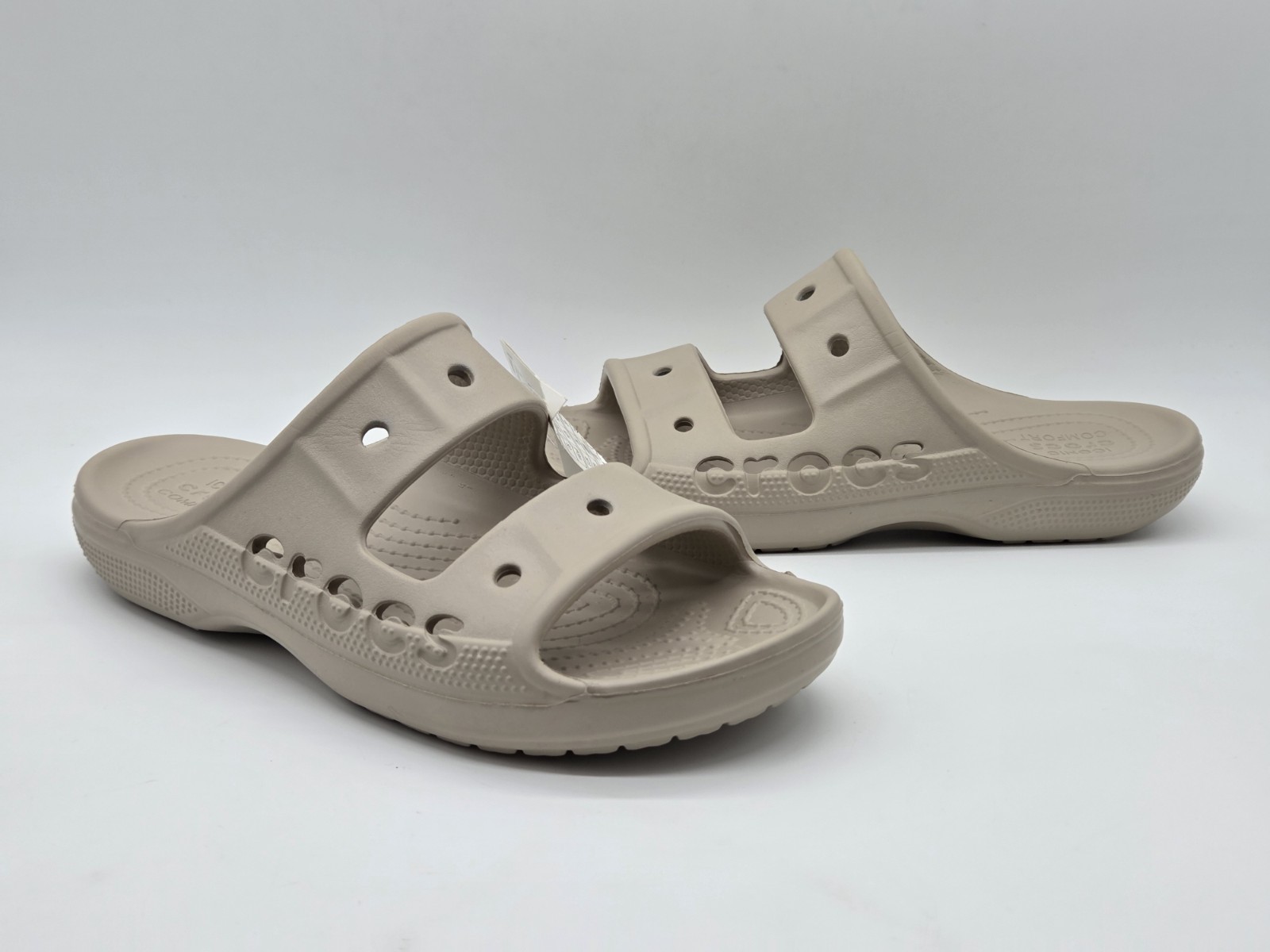 Crocs Womens size 8 / Mens Size 6 Baya Slide Sandals Beige 207627 Two Straps NWT