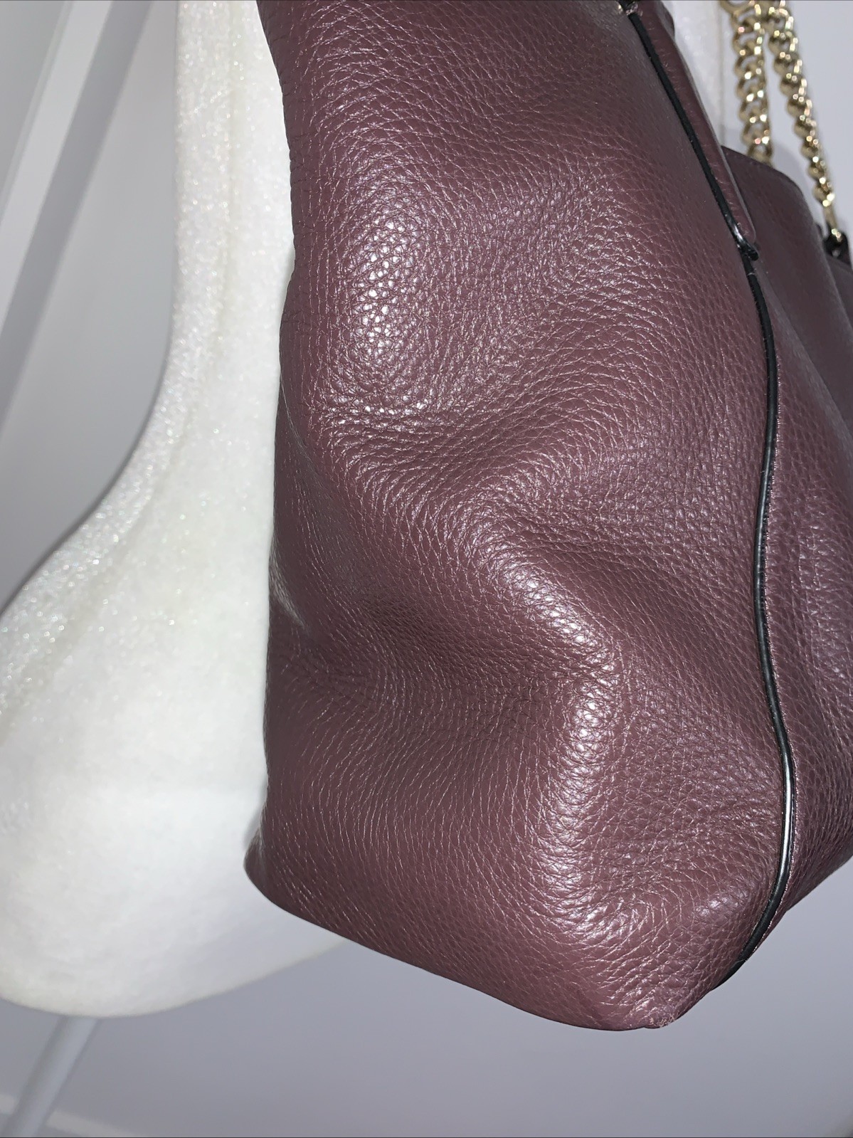COACH Ava Rare Brown Pebbled Leather Chain Tote Large Rich Soft Luxury Leather